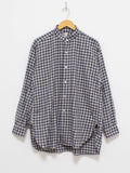 Namu Shop - Kaptain Sunshine Suvin Cashmere Flannel Stand Collar Shirt - Navy Plaid