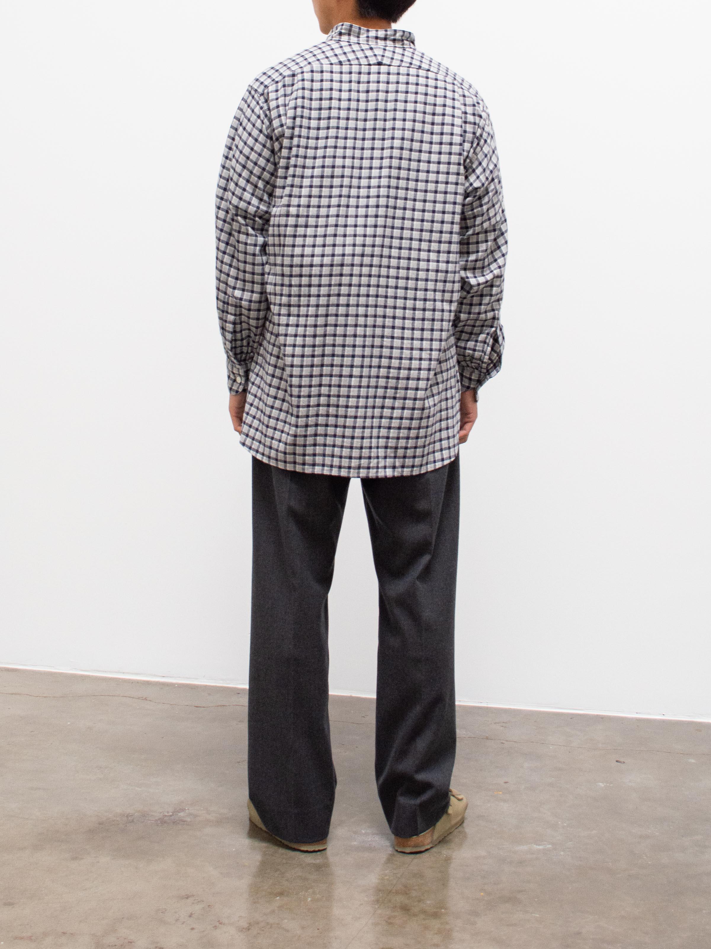 Namu Shop - Kaptain Sunshine Suvin Cashmere Flannel Stand Collar Shirt - Navy Plaid