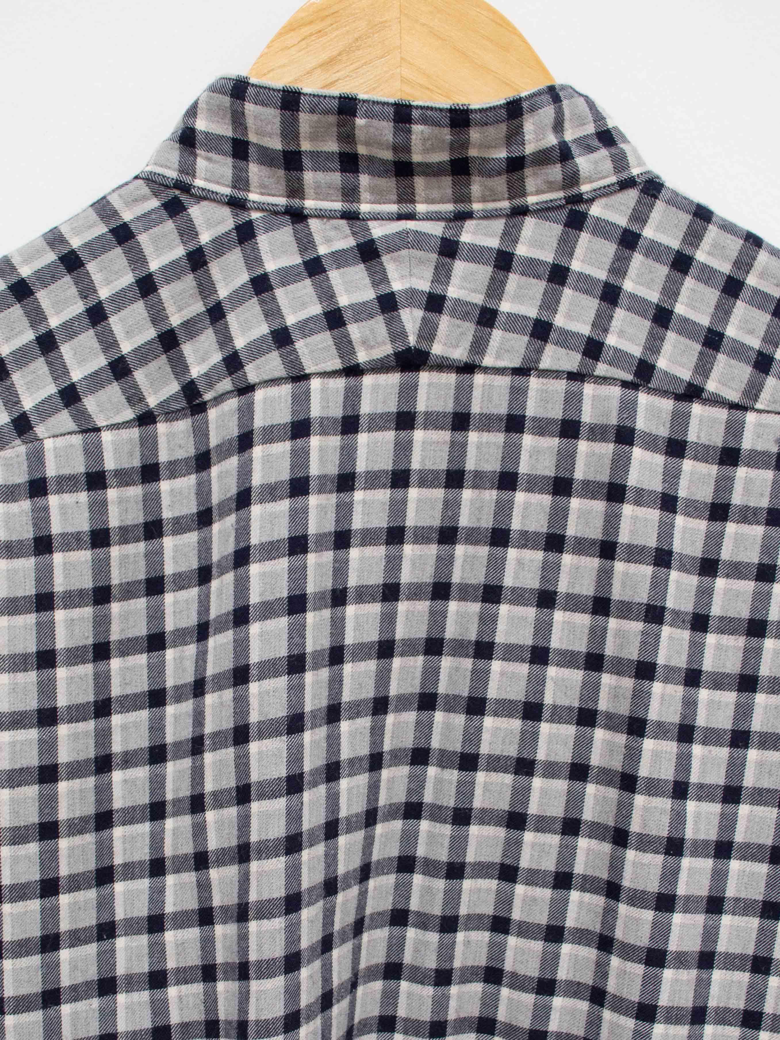 Namu Shop - Kaptain Sunshine Suvin Cashmere Flannel Stand Collar Shirt - Navy Plaid