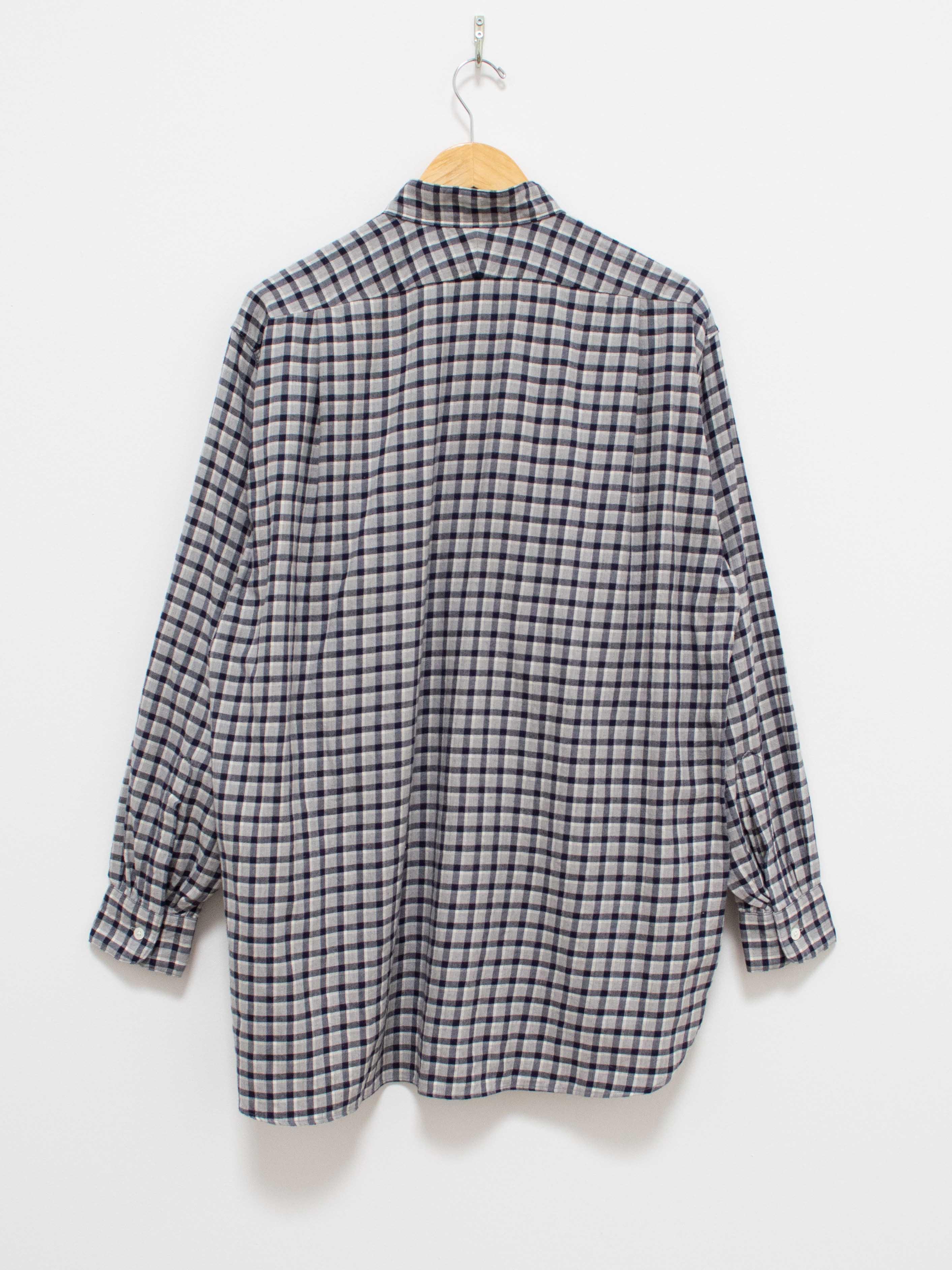 Namu Shop - Kaptain Sunshine Suvin Cashmere Flannel Stand Collar Shirt - Navy Plaid