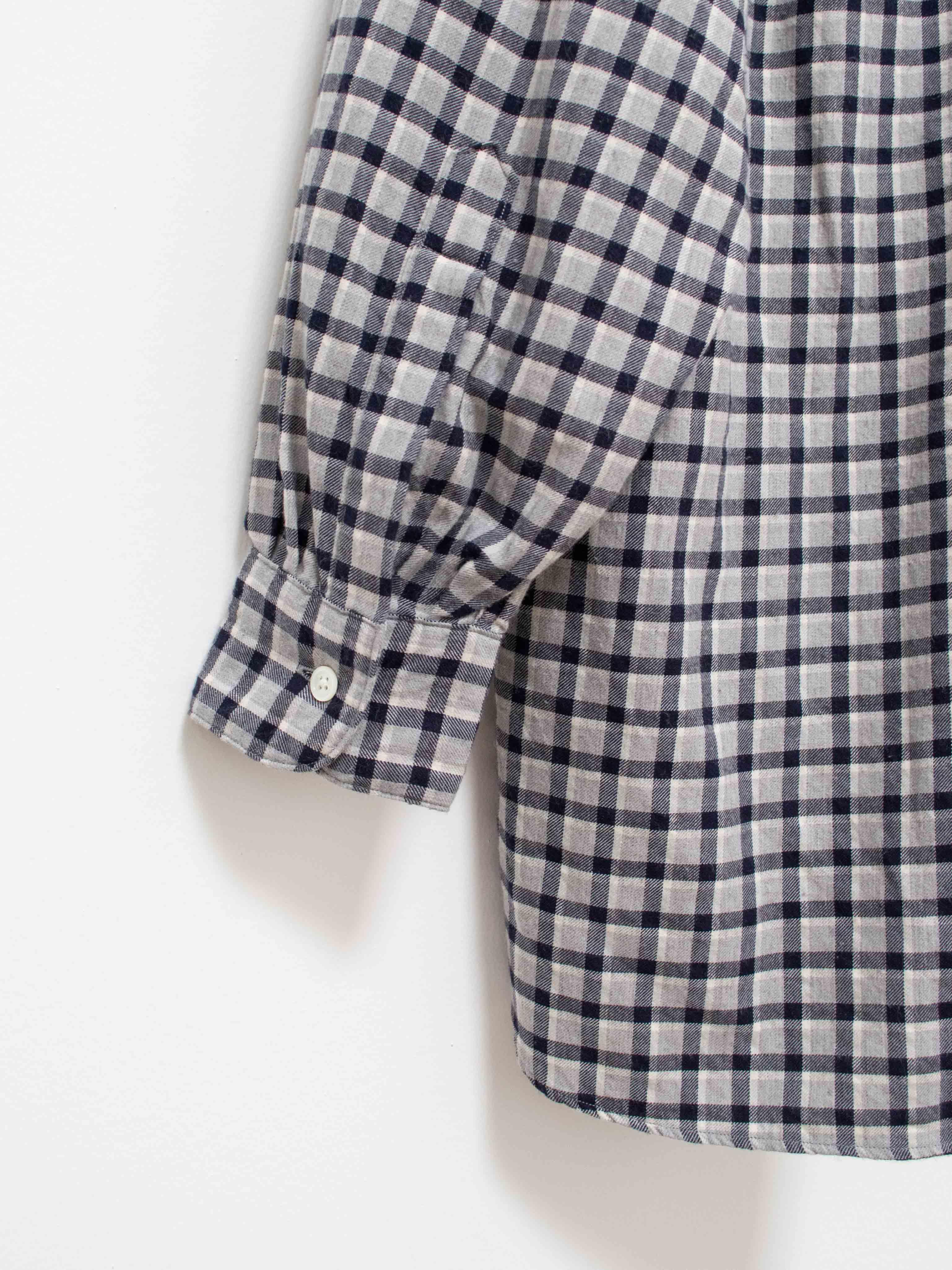 Namu Shop - Kaptain Sunshine Suvin Cashmere Flannel Stand Collar Shirt - Navy Plaid