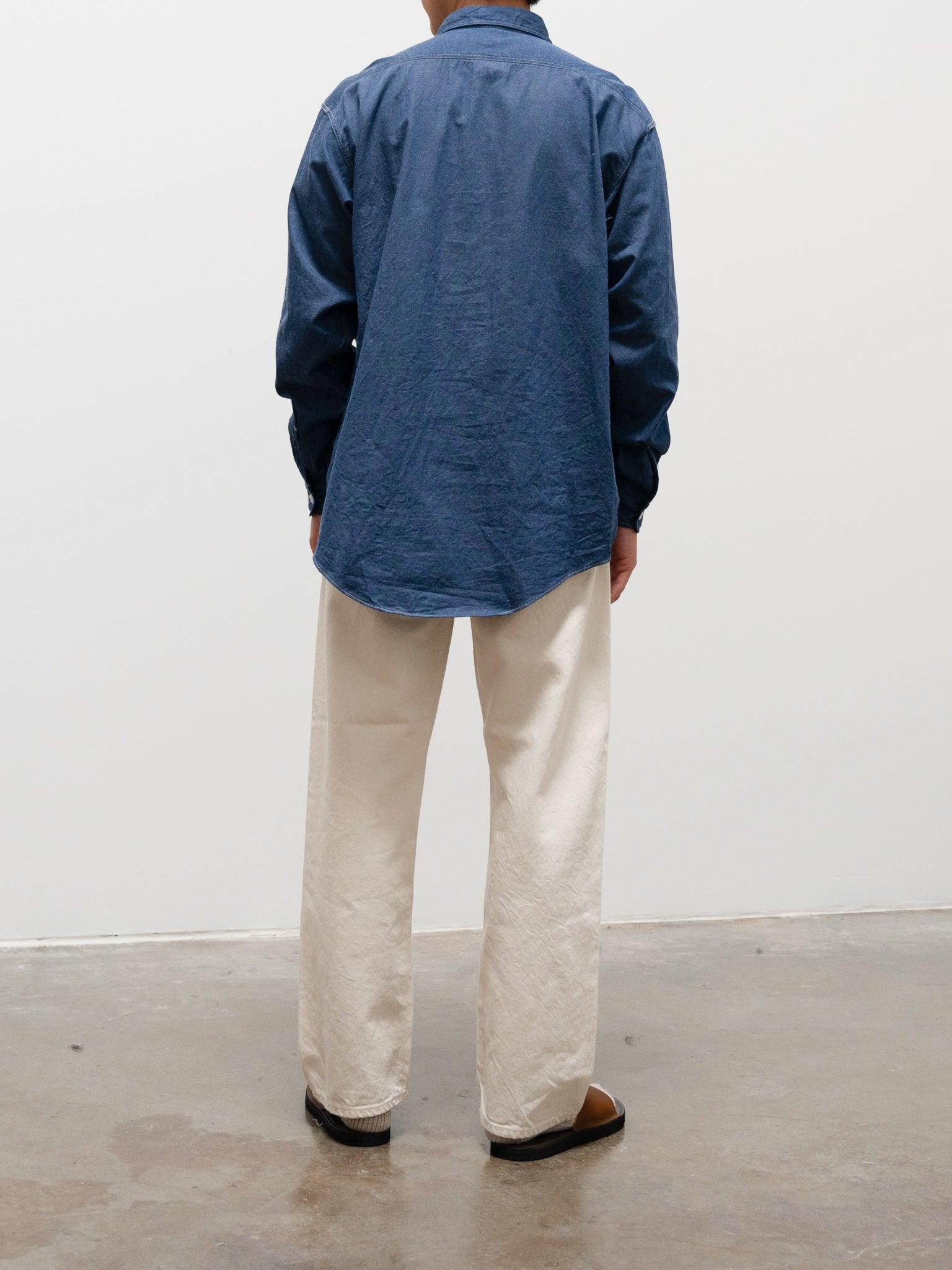 Namu Shop - Kaptain Sunshine Suvin Hemp Light Denim Work Shirt - Blue