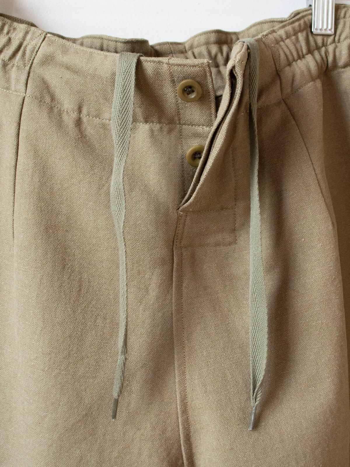 Namu Shop - Kaptain Sunshine Washed Co Linen Silk Herringbone Training Shorts - Army Green