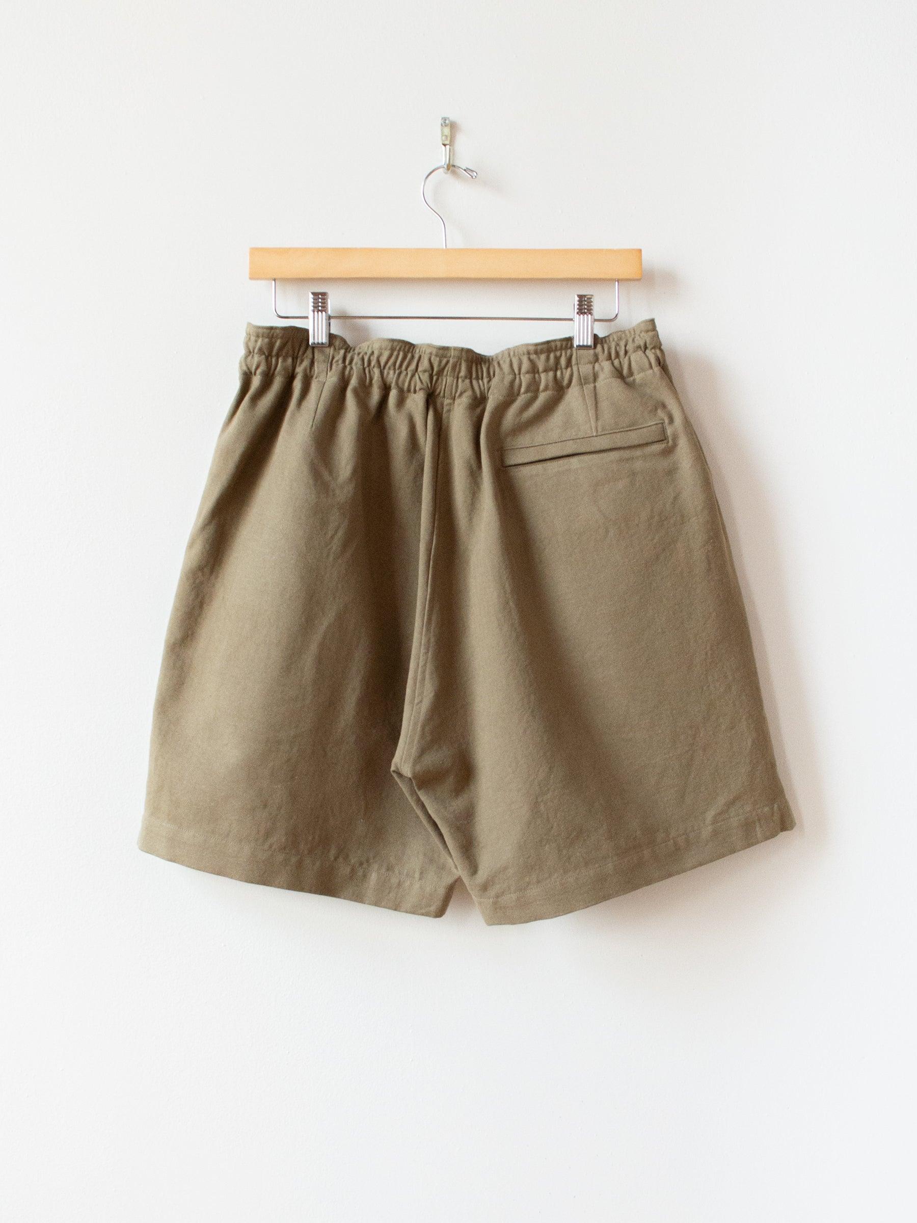 Namu Shop - Kaptain Sunshine Washed Co Linen Silk Herringbone Training Shorts - Army Green