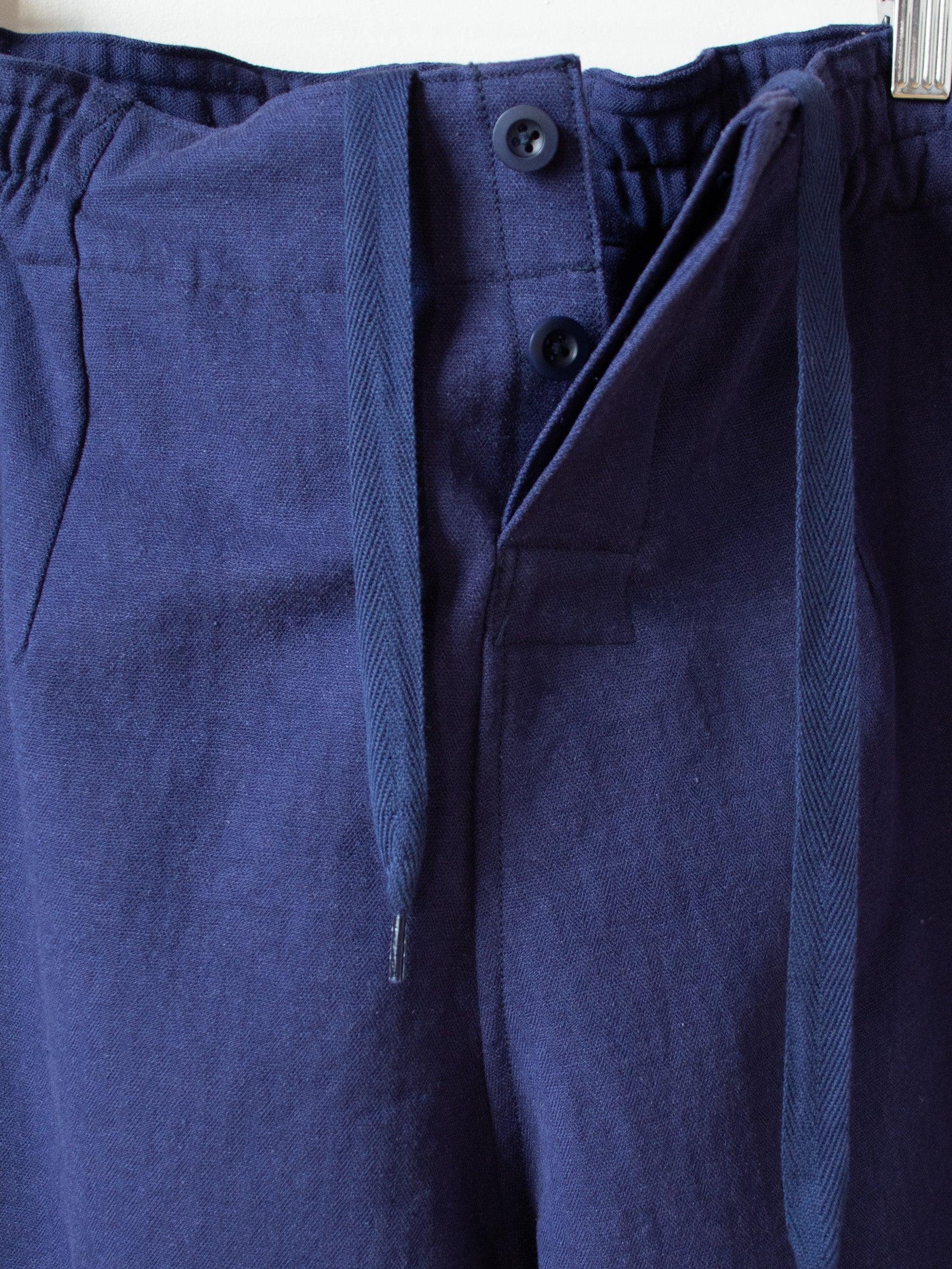 Namu Shop - Kaptain Sunshine Washed Co Linen Silk Herringbone Training Shorts - Blue