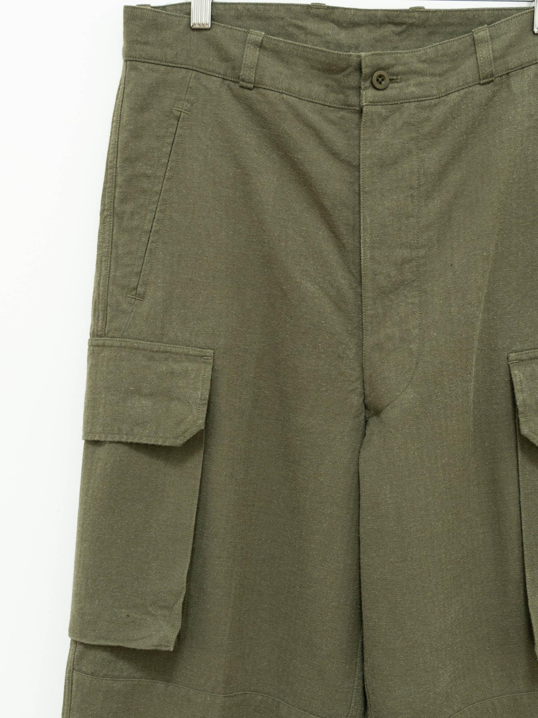 Namu Shop - Kaptain Sunshine Washed Co/Li/Silk Herringbone Fatigue Pants - Olive