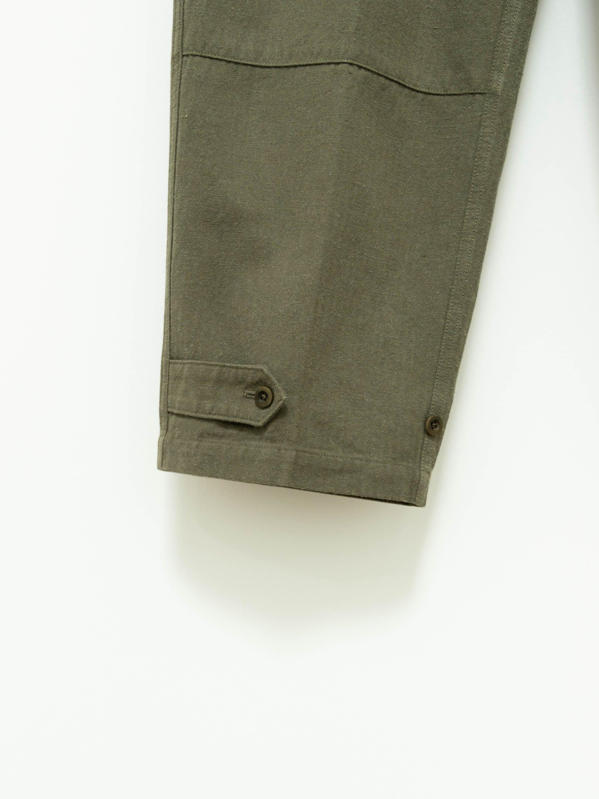 Namu Shop - Kaptain Sunshine Washed Co/Li/Silk Herringbone Fatigue Pants - Olive
