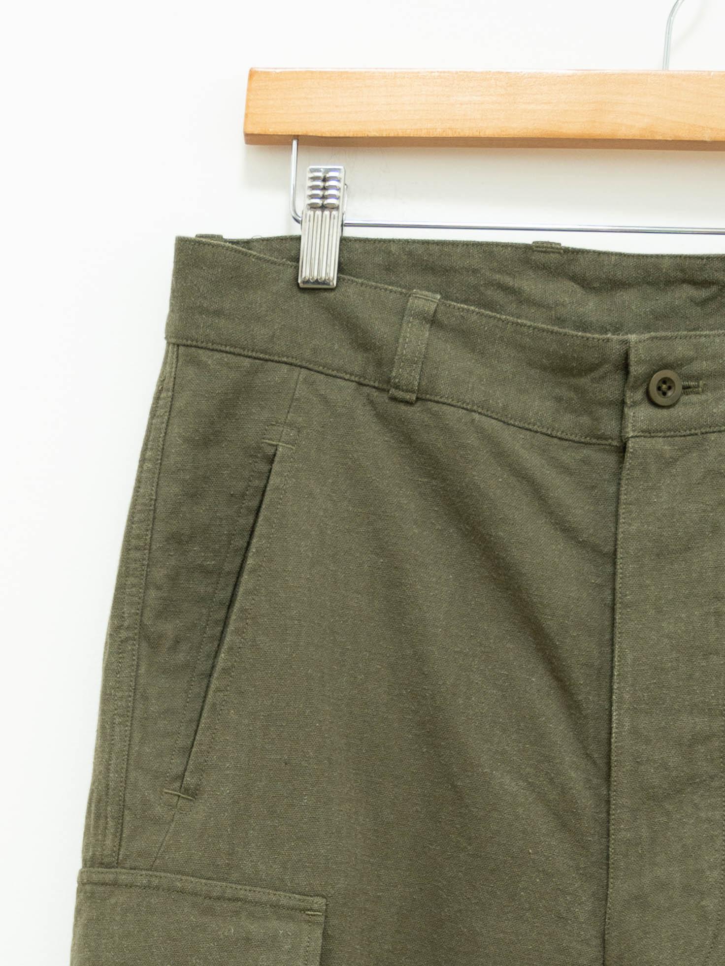 Namu Shop - Kaptain Sunshine Washed Co/Li/Silk Herringbone Fatigue Pants - Olive