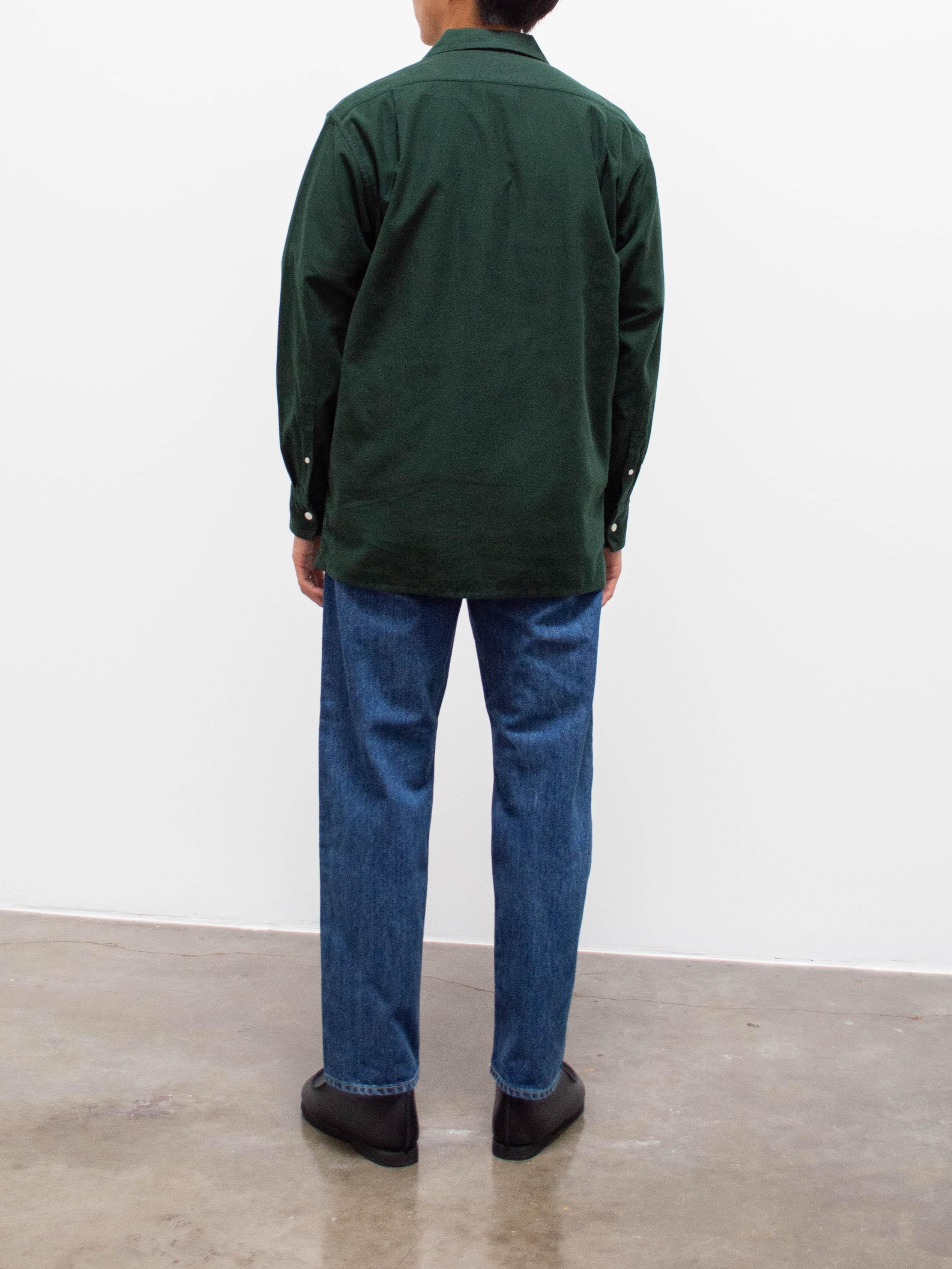 Namu Shop - Kaptain Sunshine Washed Finx Corduroy Open Collar Shirt - Green