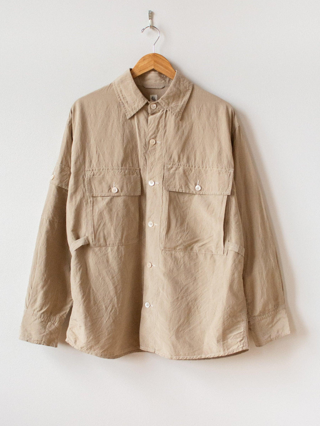 Namu Shop - Kaptain Sunshine Washed Silk Linen Field Shirt Jacket - Beige
