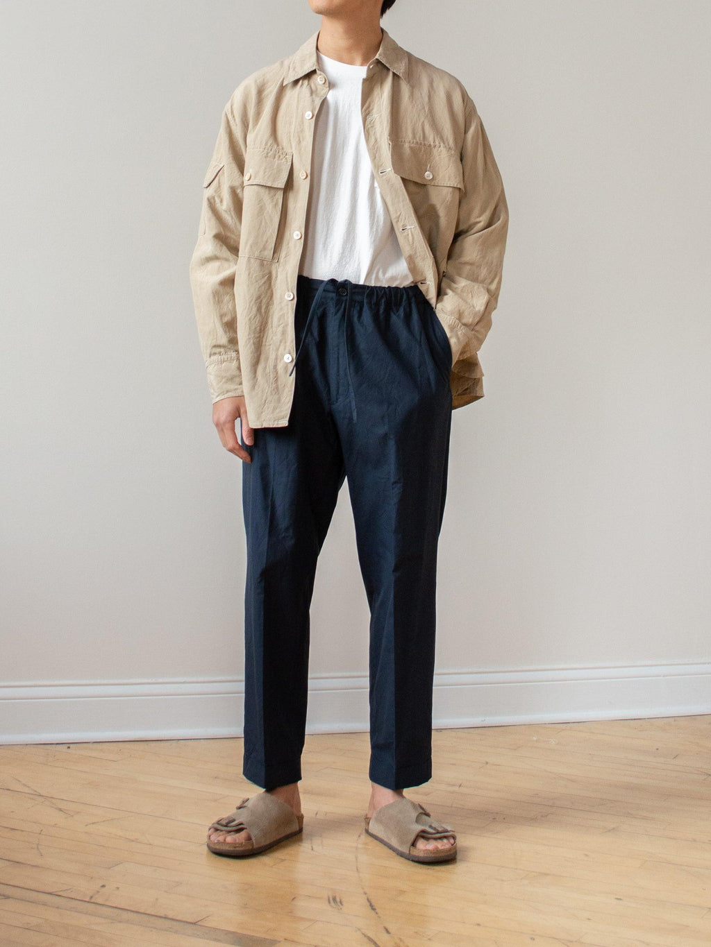 Namu Shop - Kaptain Sunshine Washed Silk Linen Field Shirt Jacket - Beige