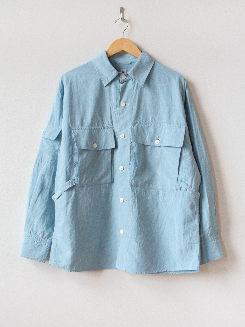 Namu Shop - Kaptain Sunshine Washed Silk Linen Field Shirt Jacket - Saxe Blue