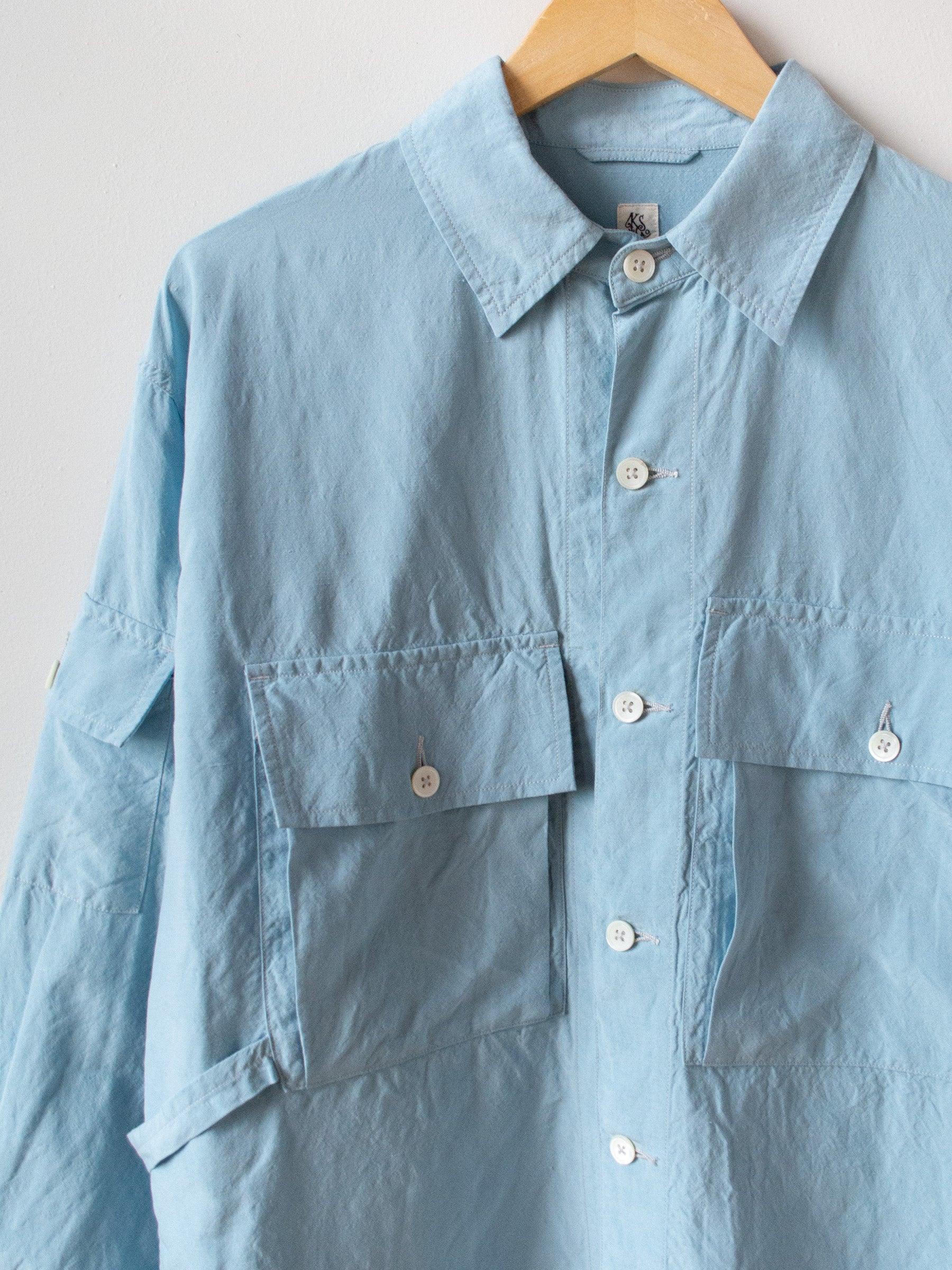 Namu Shop - Kaptain Sunshine Washed Silk Linen Field Shirt Jacket - Saxe Blue