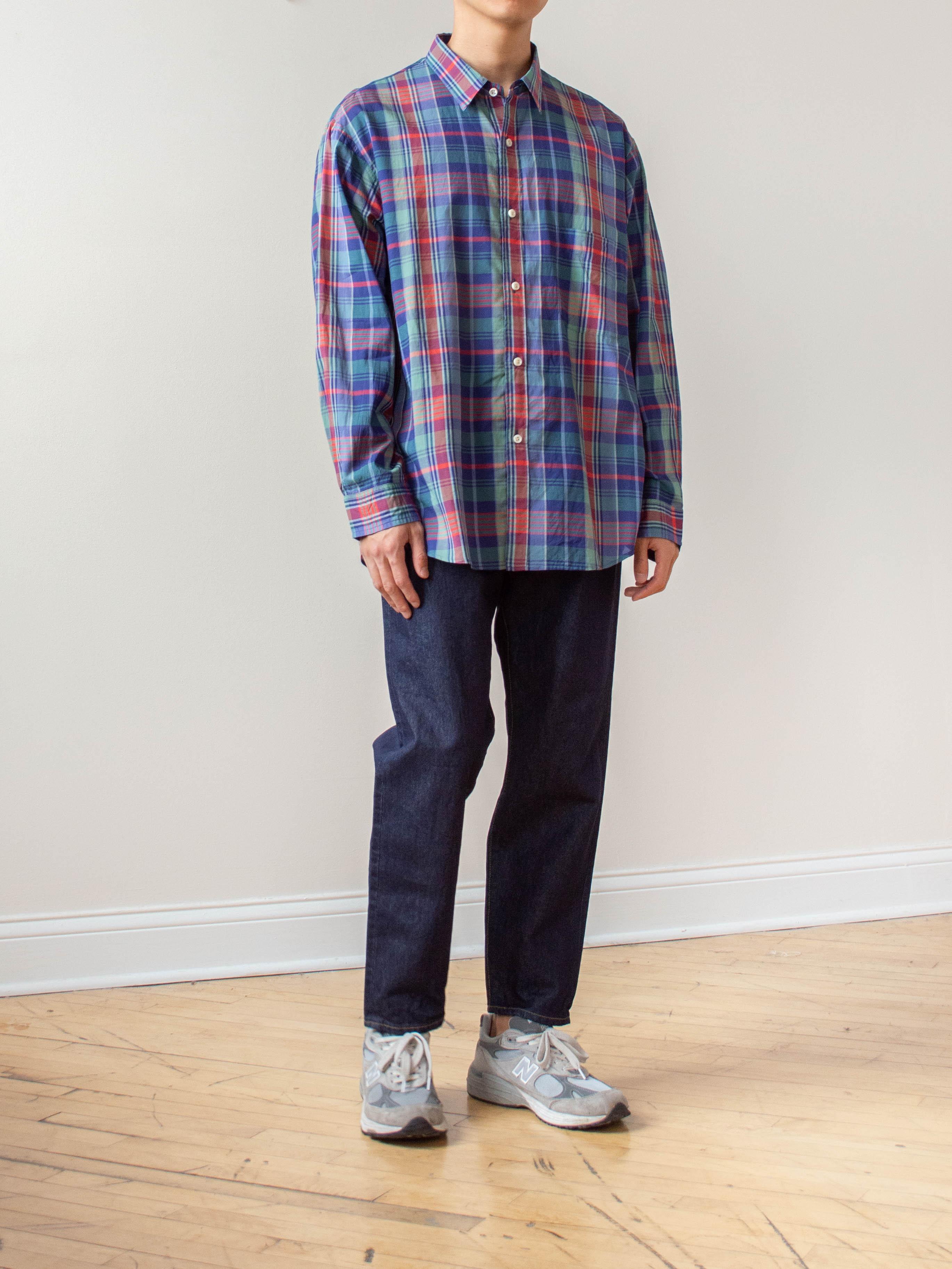 Namu Shop - Maillot Cotton Silk Check Loose Regular Shirt