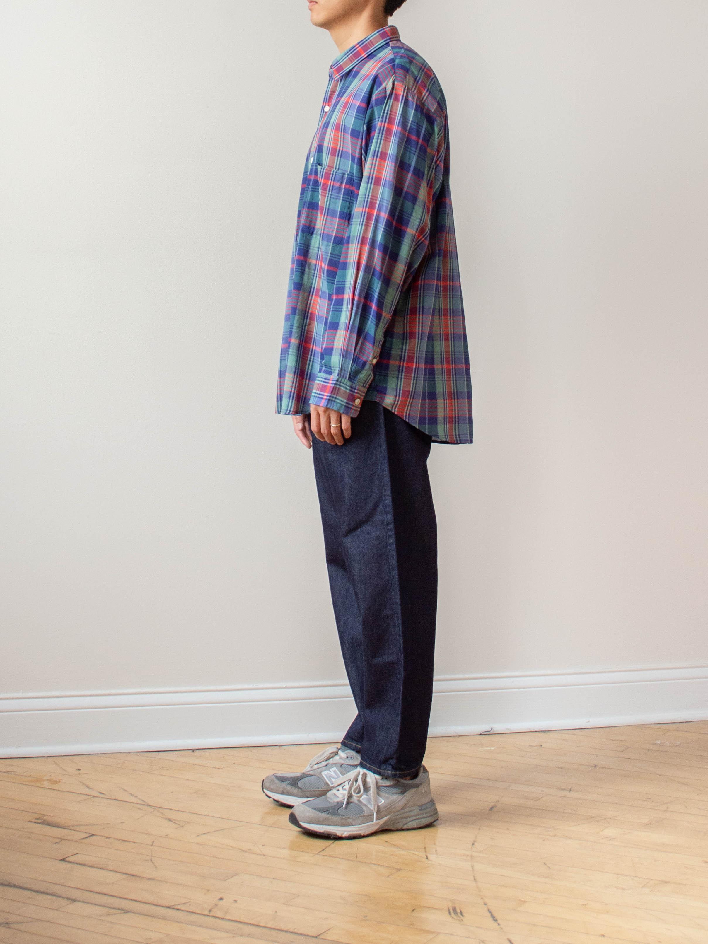Namu Shop - Maillot Cotton Silk Check Loose Regular Shirt