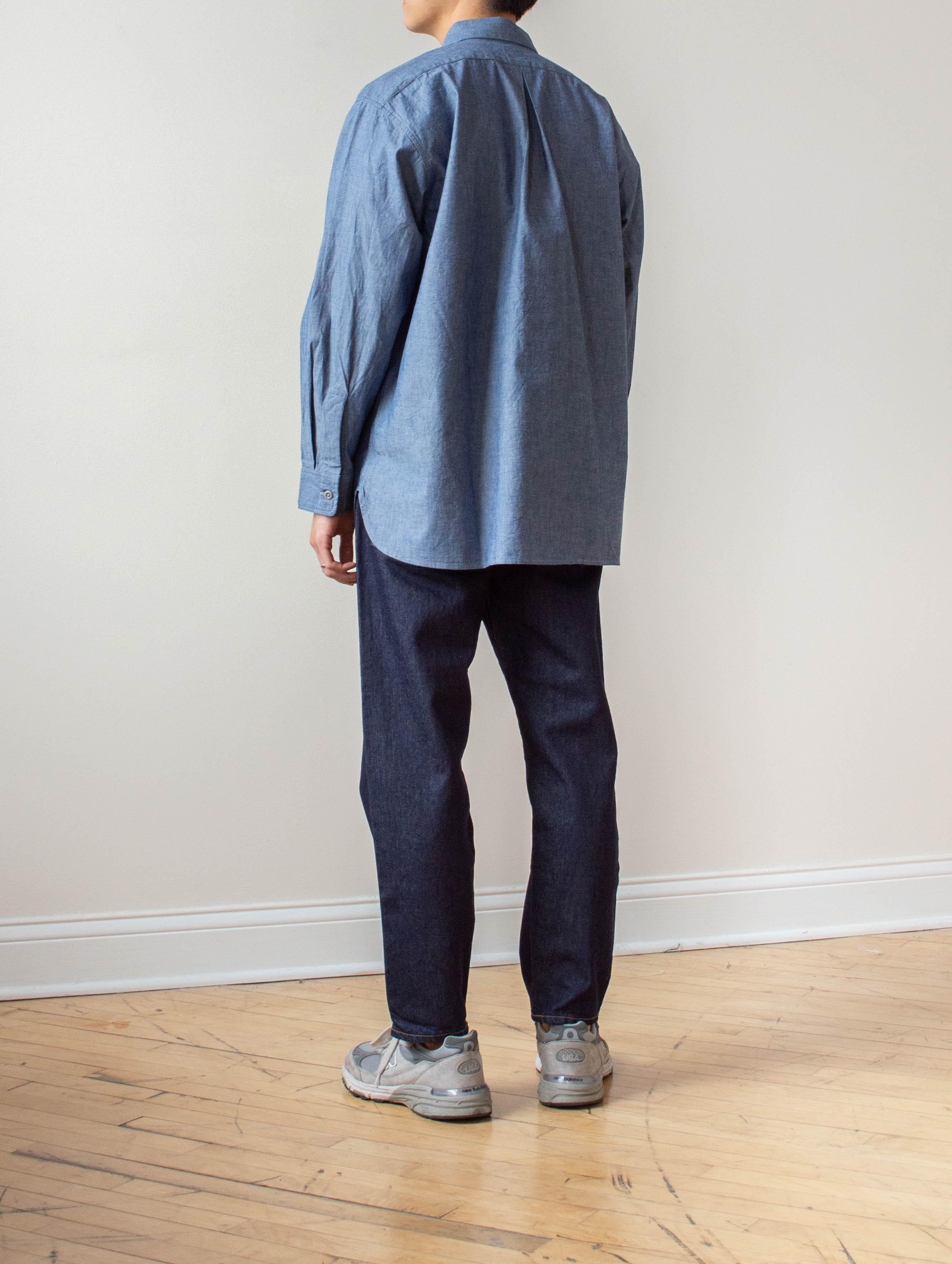 Namu Shop - Maillot Dungaree Round Collar Work Shirt - Indigo