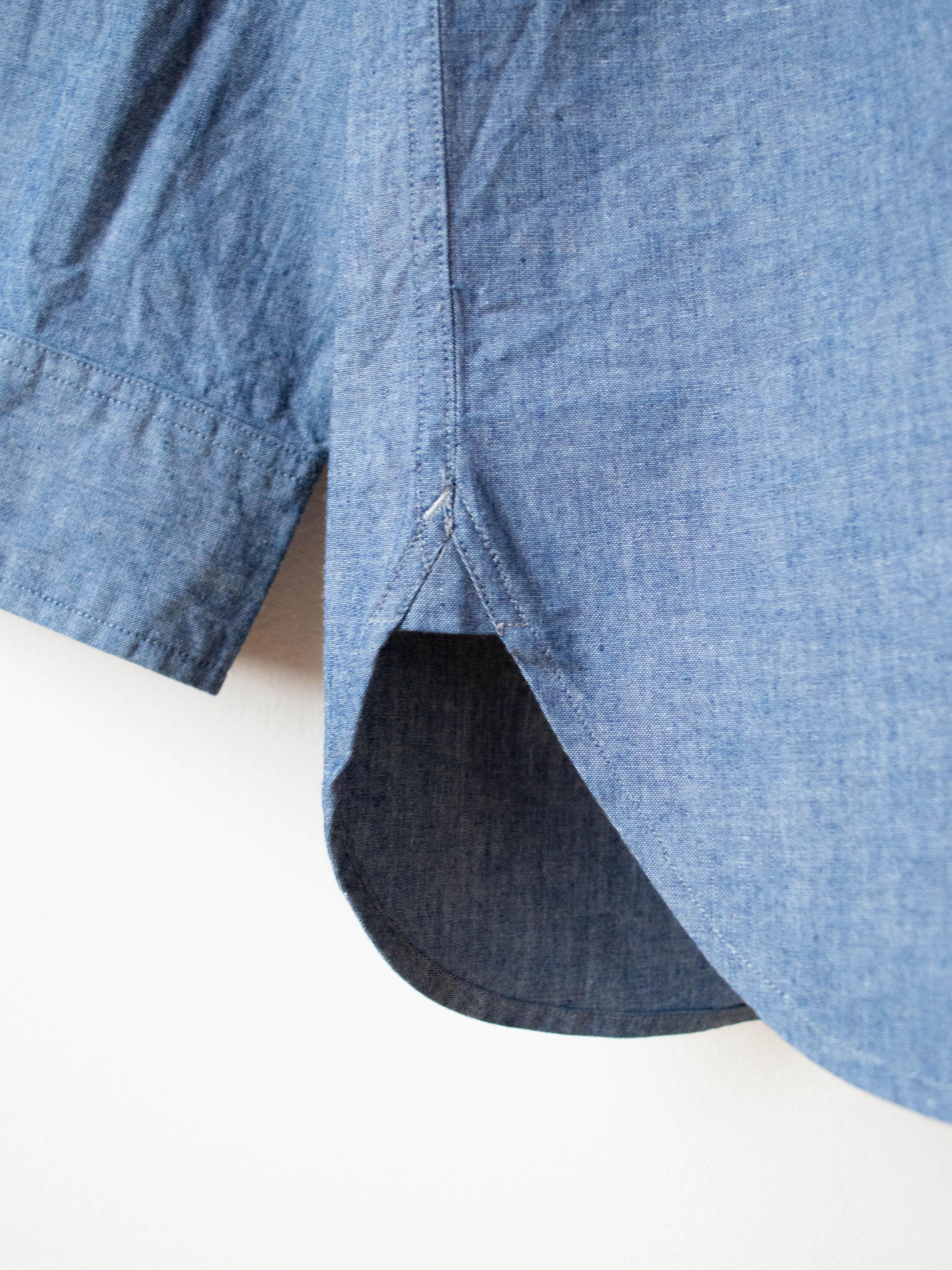 Namu Shop - Maillot Dungaree Round Collar Work Shirt - Indigo