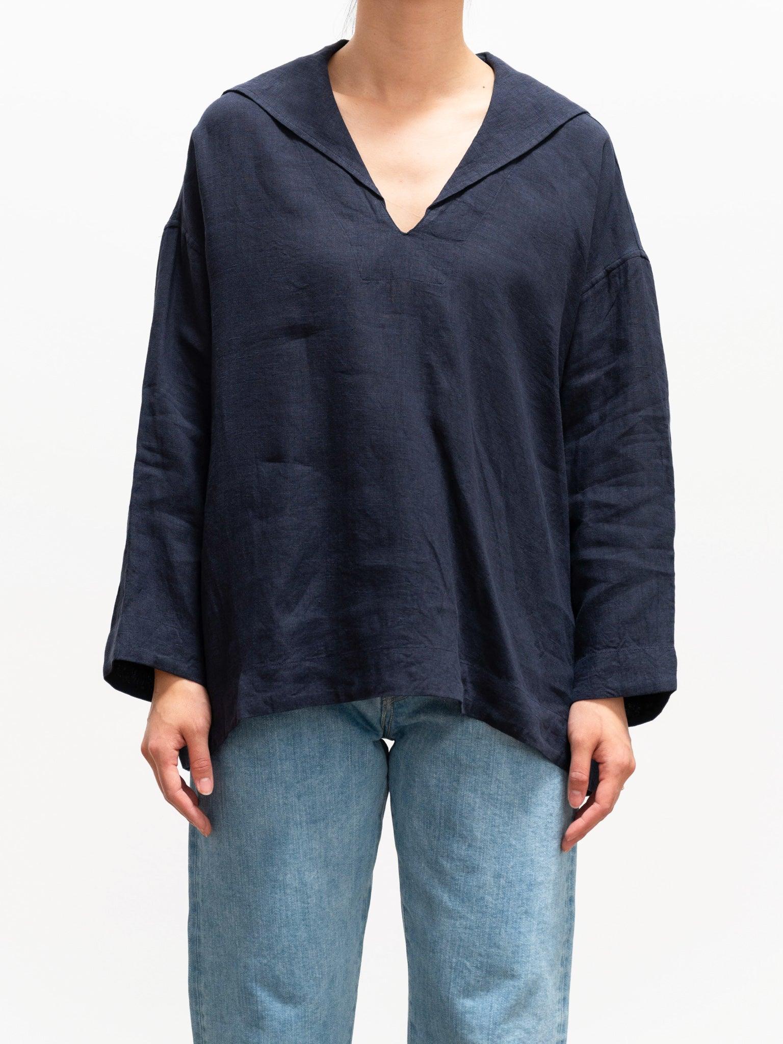 Namu Shop - Maillot French Linen Sailor Shirt - Navy