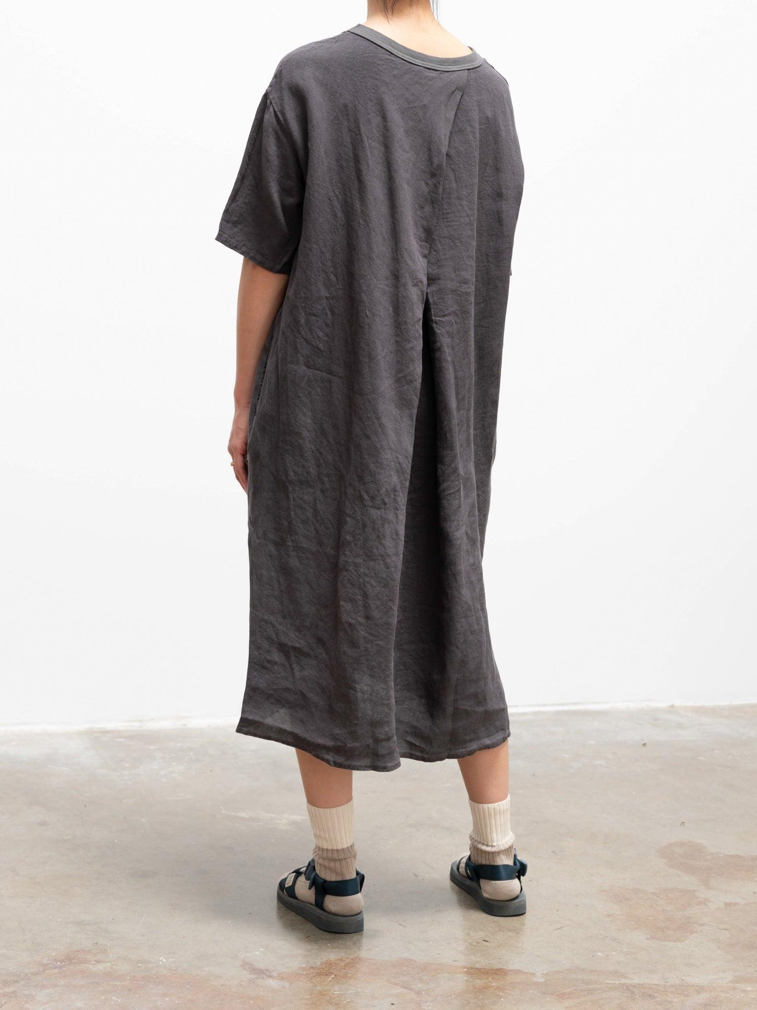 Linen Back Tuck Dress - Smoke Gray Linen Back Tuck Dress - Smoke Gray