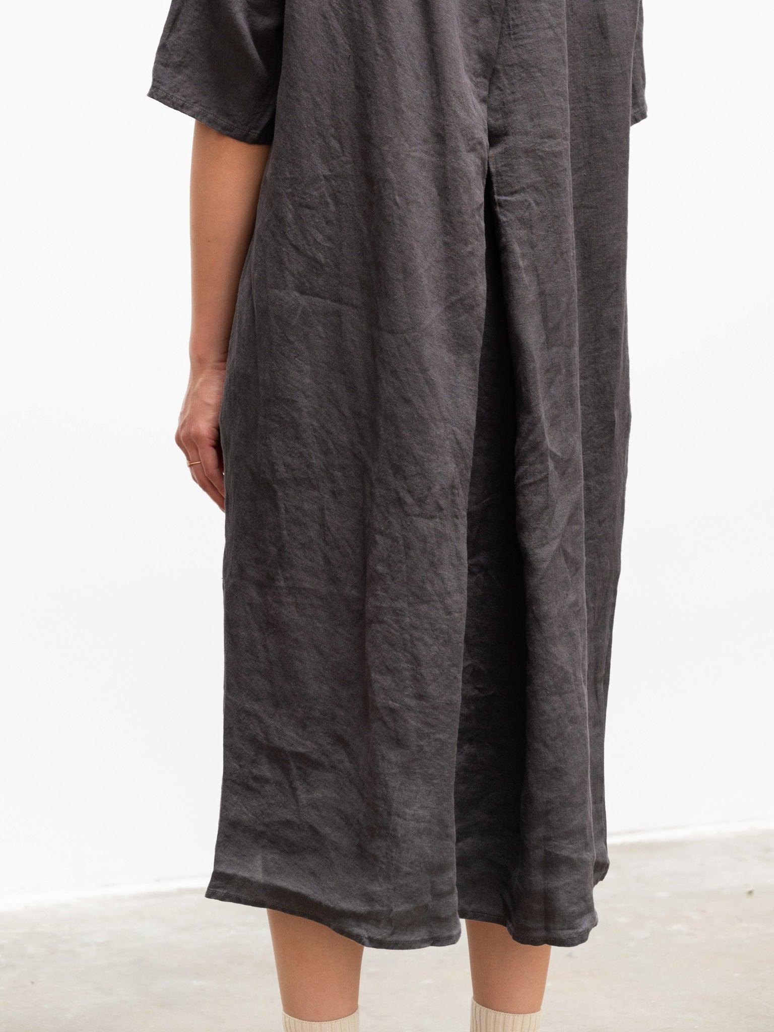 Namu Shop - Maillot Linen Back Tuck Dress - Smoke Gray