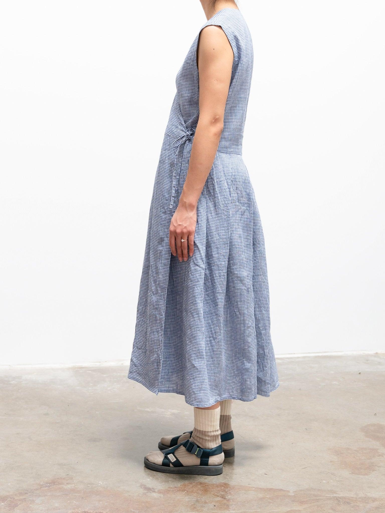 Namu Shop - Maillot Linen Cache Coeur Dress - Blue Check