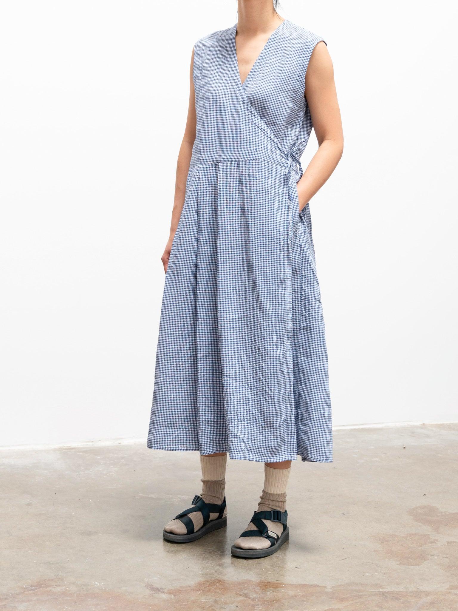 Namu Shop - Maillot Linen Cache Coeur Dress - Blue Check