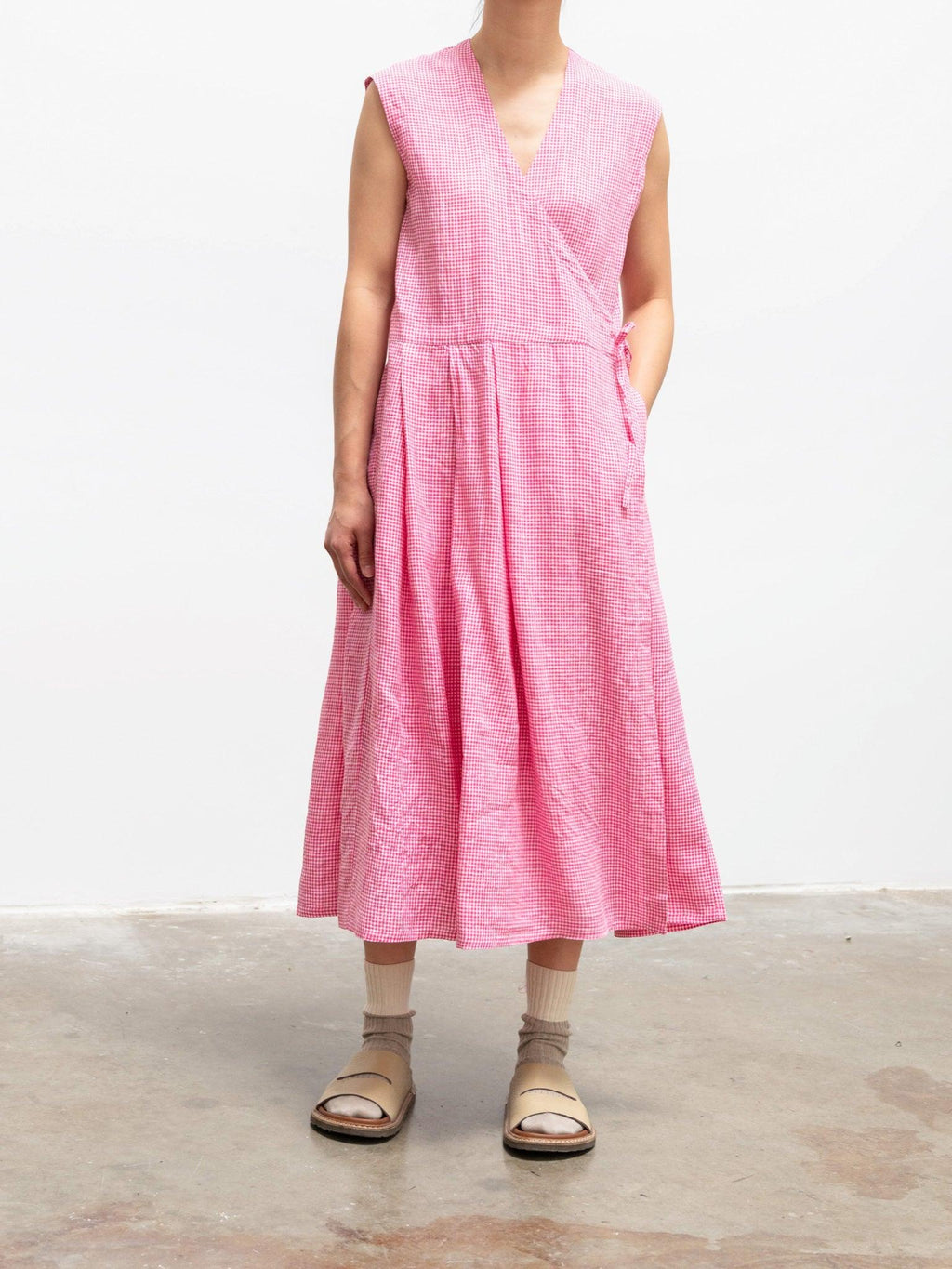 Namu Shop - Maillot Linen Cache Coeur Dress - Pink Check