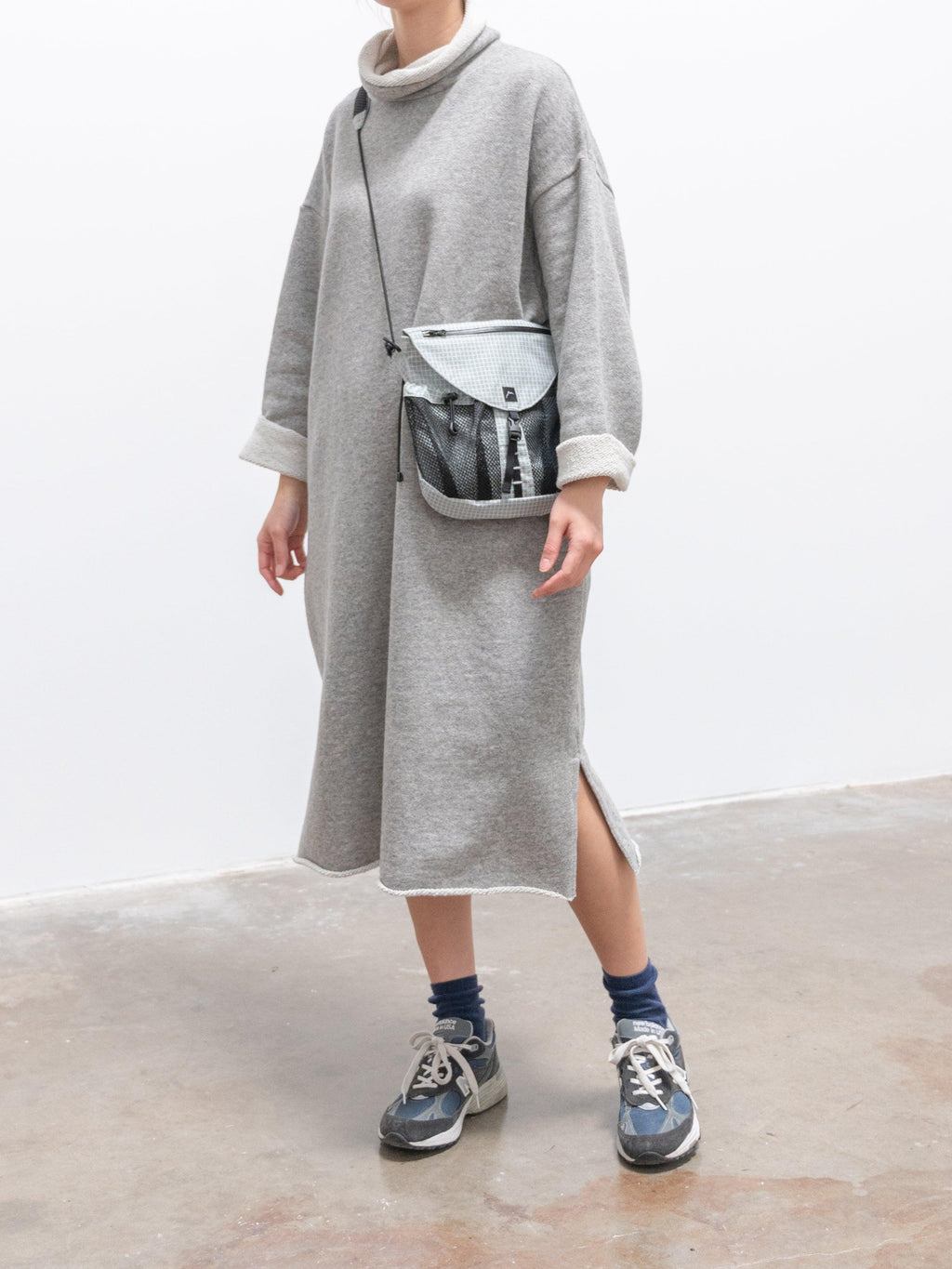 Namu Shop - Maillot Wool Sweat Turtleneck Dress - Gray