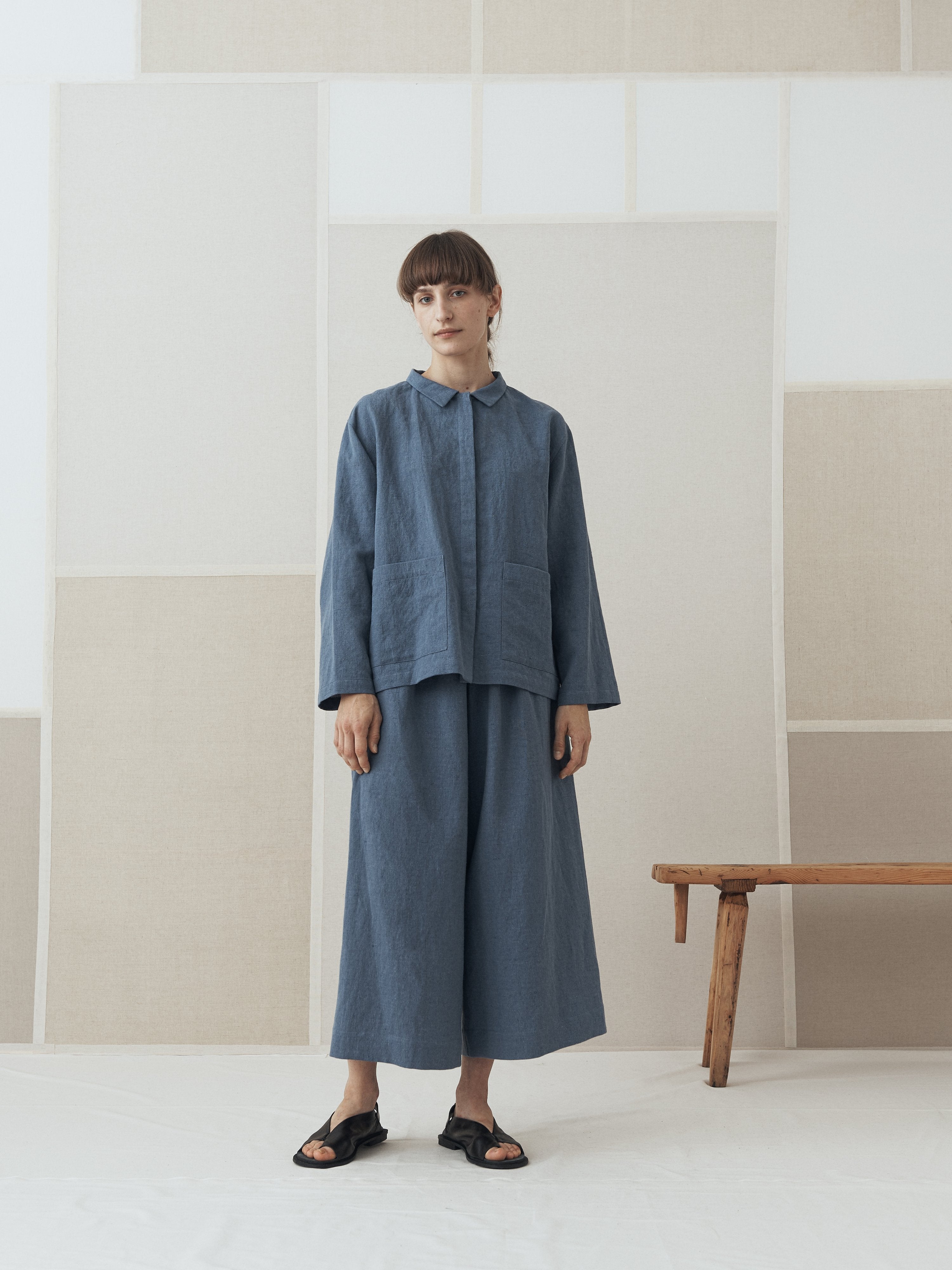 Namu Shop - muku Li / Co Wide Leg Pants - Pale Indigo