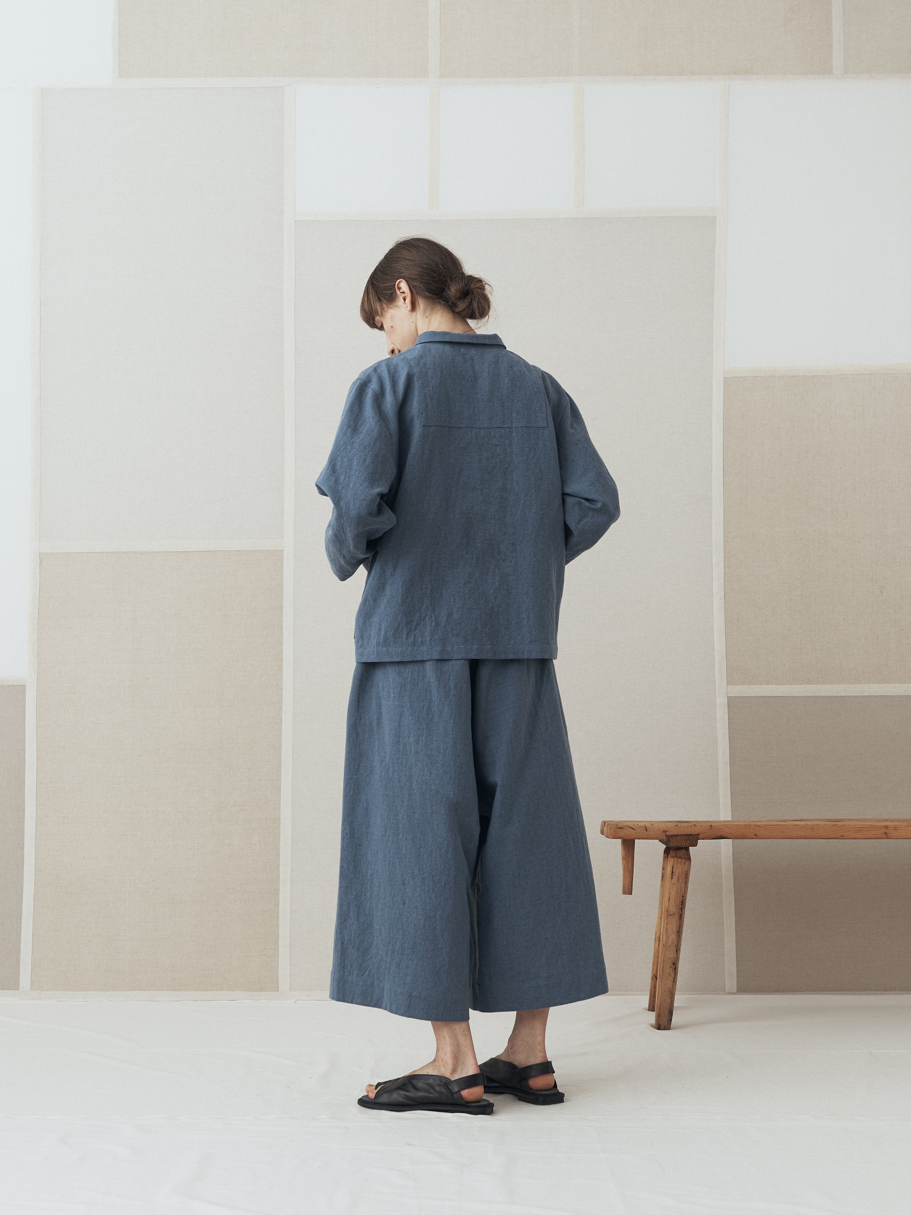 Namu Shop - muku Li / Co Wide Leg Pants - Pale Indigo