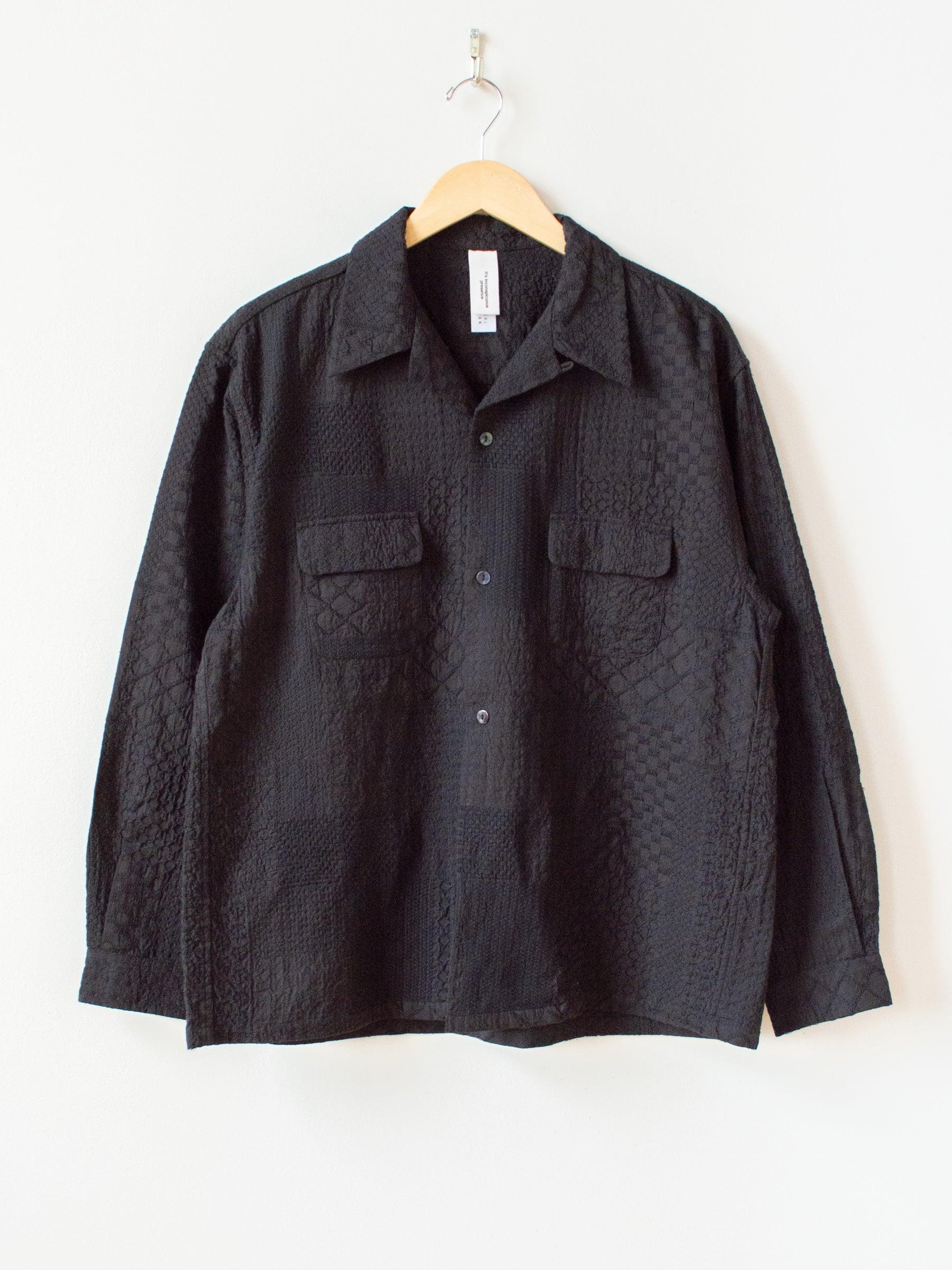 Namu Shop - Niche Crazy Lace Open Collar Shirt - Black