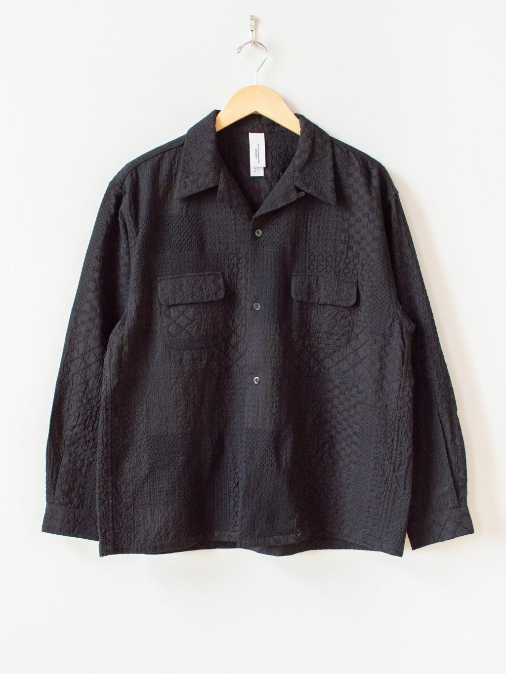 Namu Shop - Niche Crazy Lace Open Collar Shirt - Black