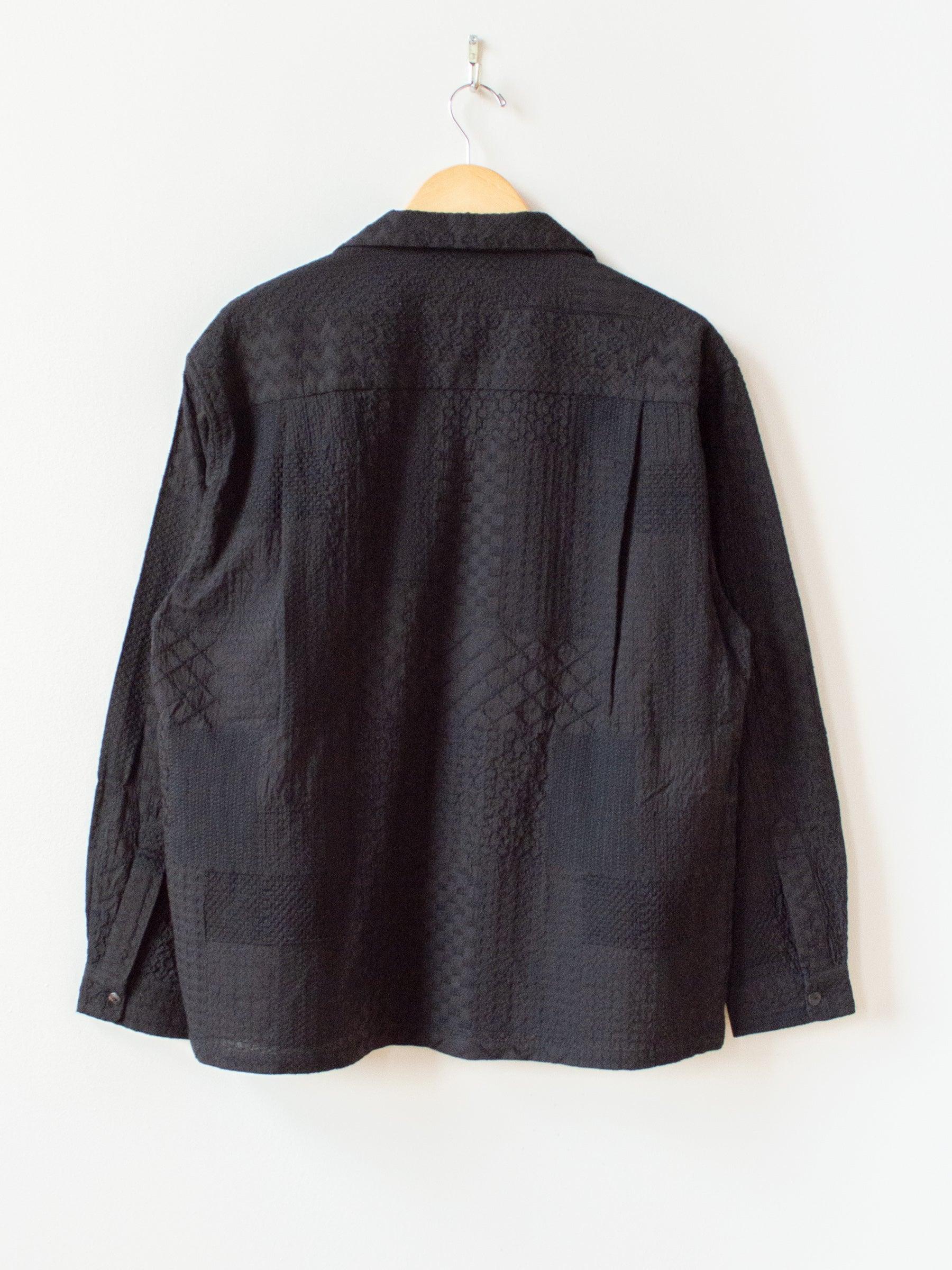 Namu Shop - Niche Crazy Lace Open Collar Shirt - Black