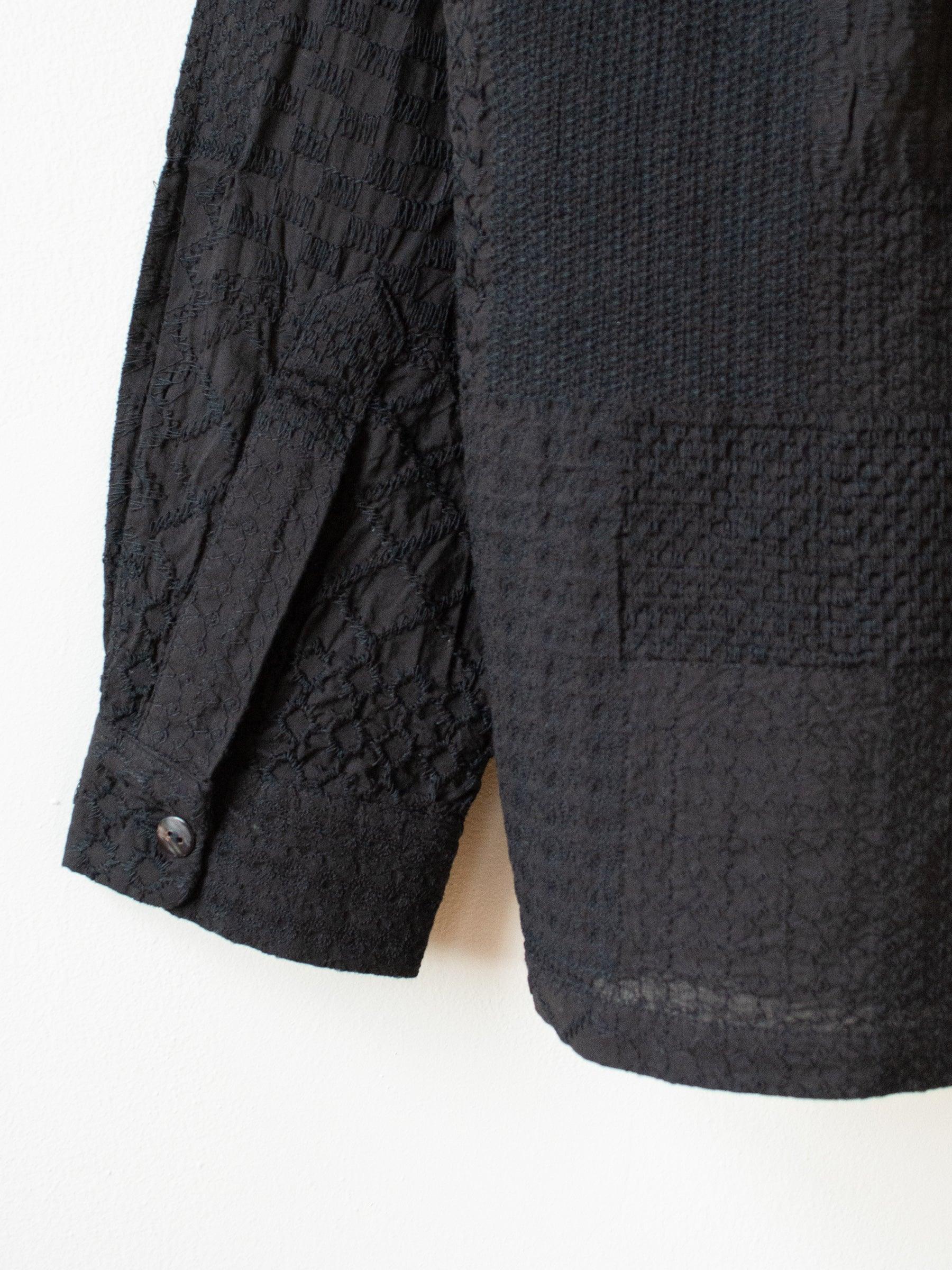 Namu Shop - Niche Crazy Lace Open Collar Shirt - Black