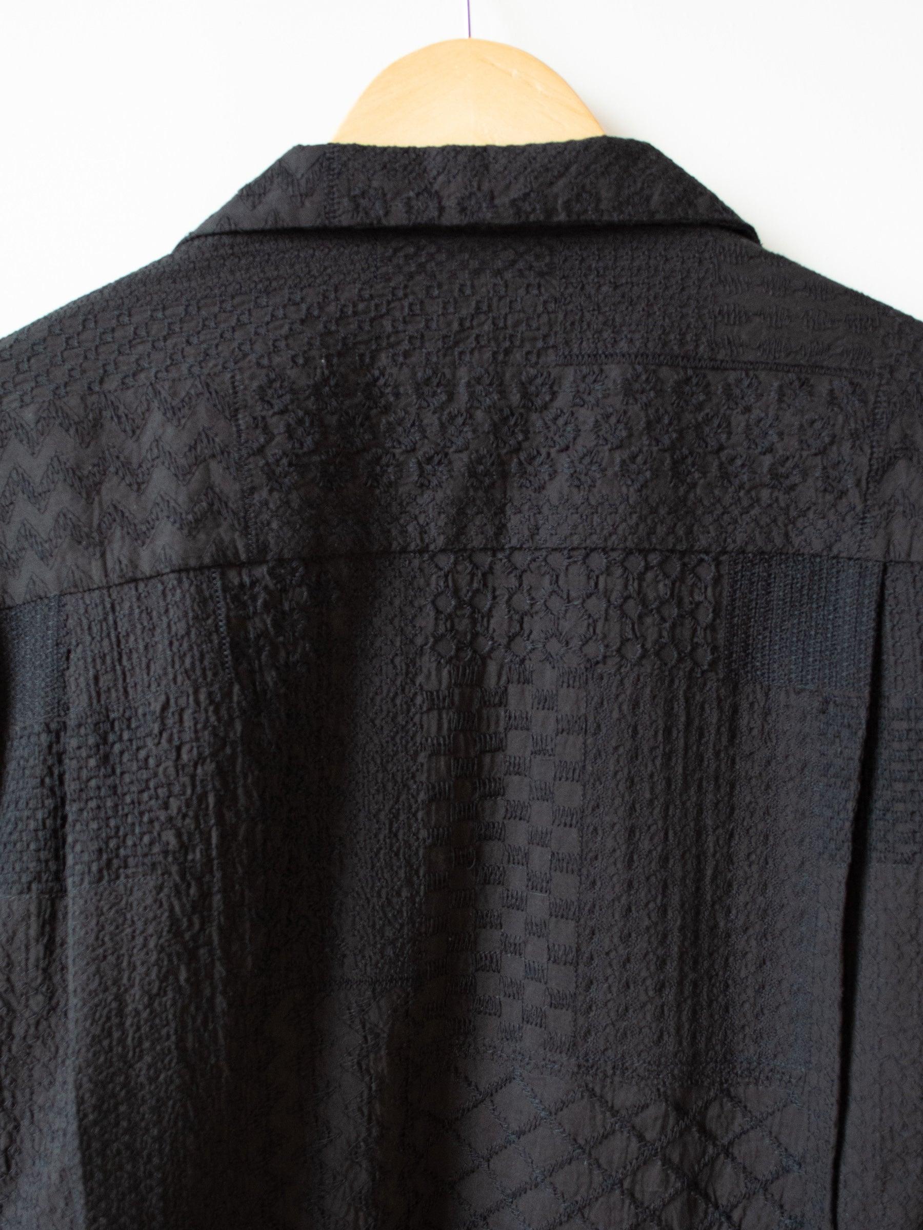 Namu Shop - Niche Crazy Lace Open Collar Shirt - Black