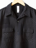 Namu Shop - Niche Crazy Lace Open Collar Shirt - Black