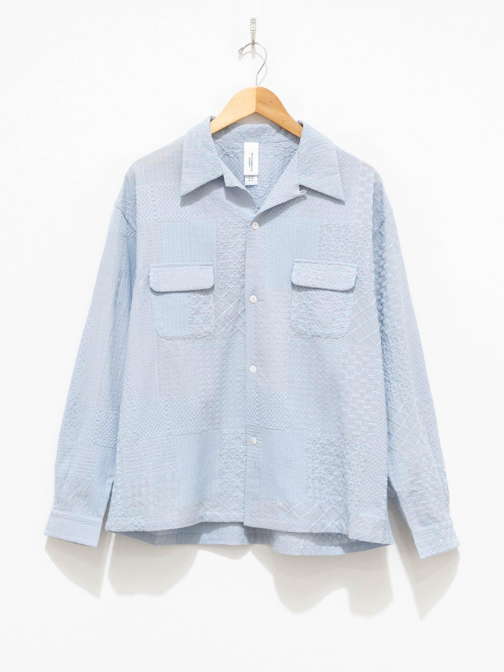 Namu Shop - Niche Crazy Lace Open Collar Shirt - Sax