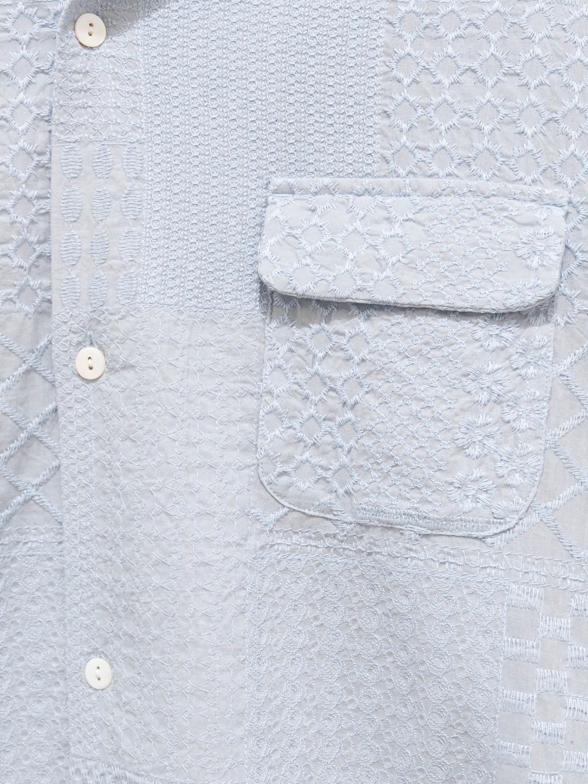 Namu Shop - Niche Crazy Lace Open Collar Shirt - Sax
