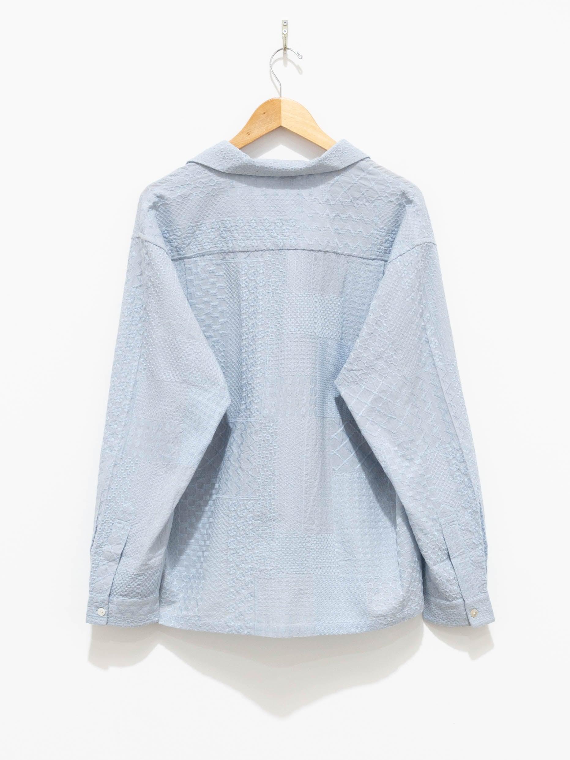 Namu Shop - Niche Crazy Lace Open Collar Shirt - Sax