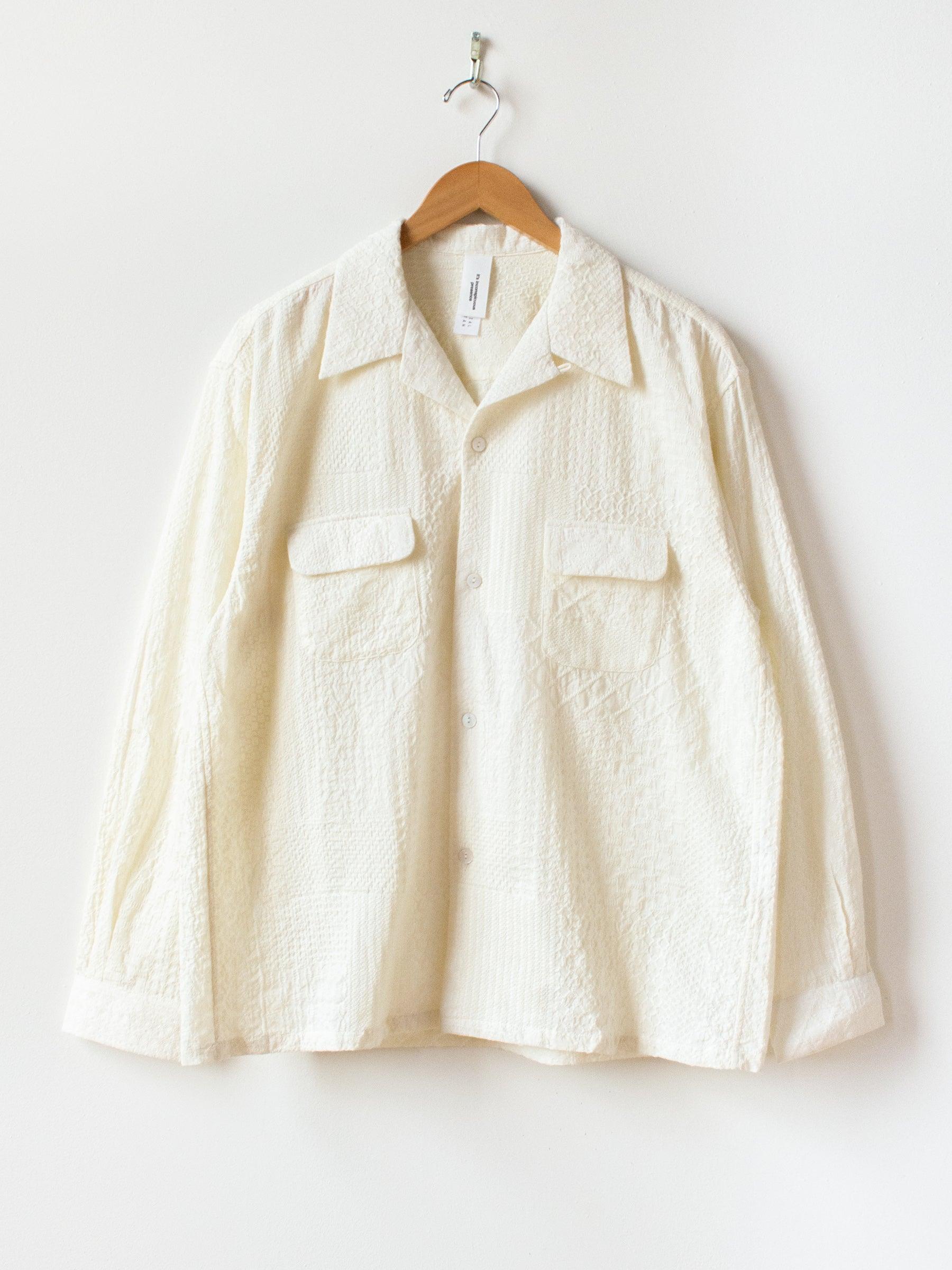 Namu Shop - Niche Crazy Lace Open Collar Shirt - White