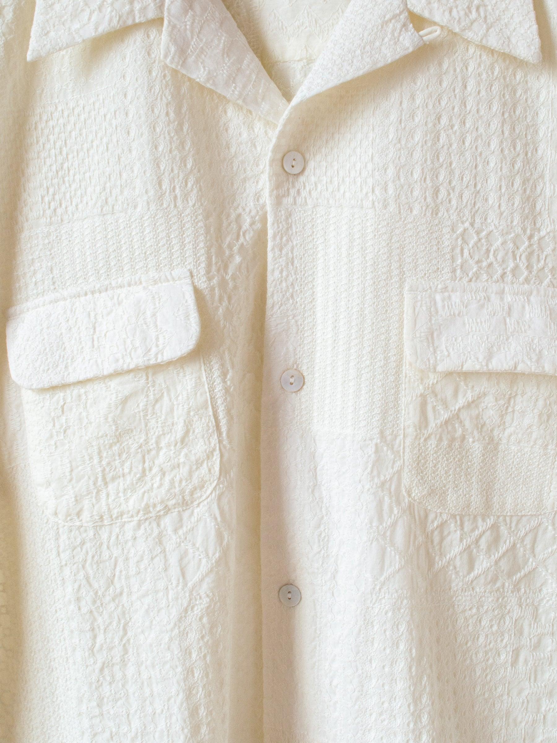 Namu Shop - Niche Crazy Lace Open Collar Shirt - White