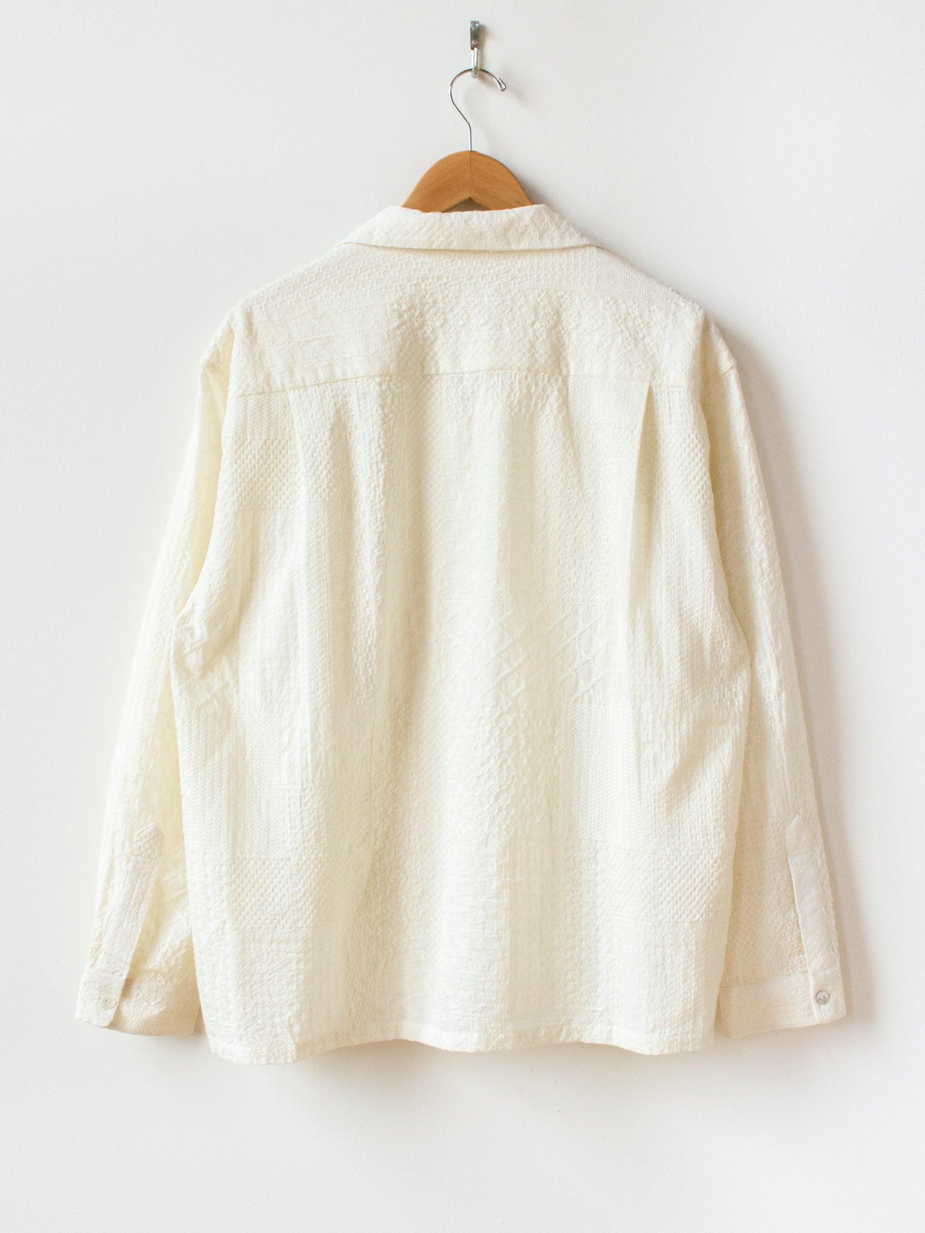 Namu Shop - Niche Crazy Lace Open Collar Shirt - White