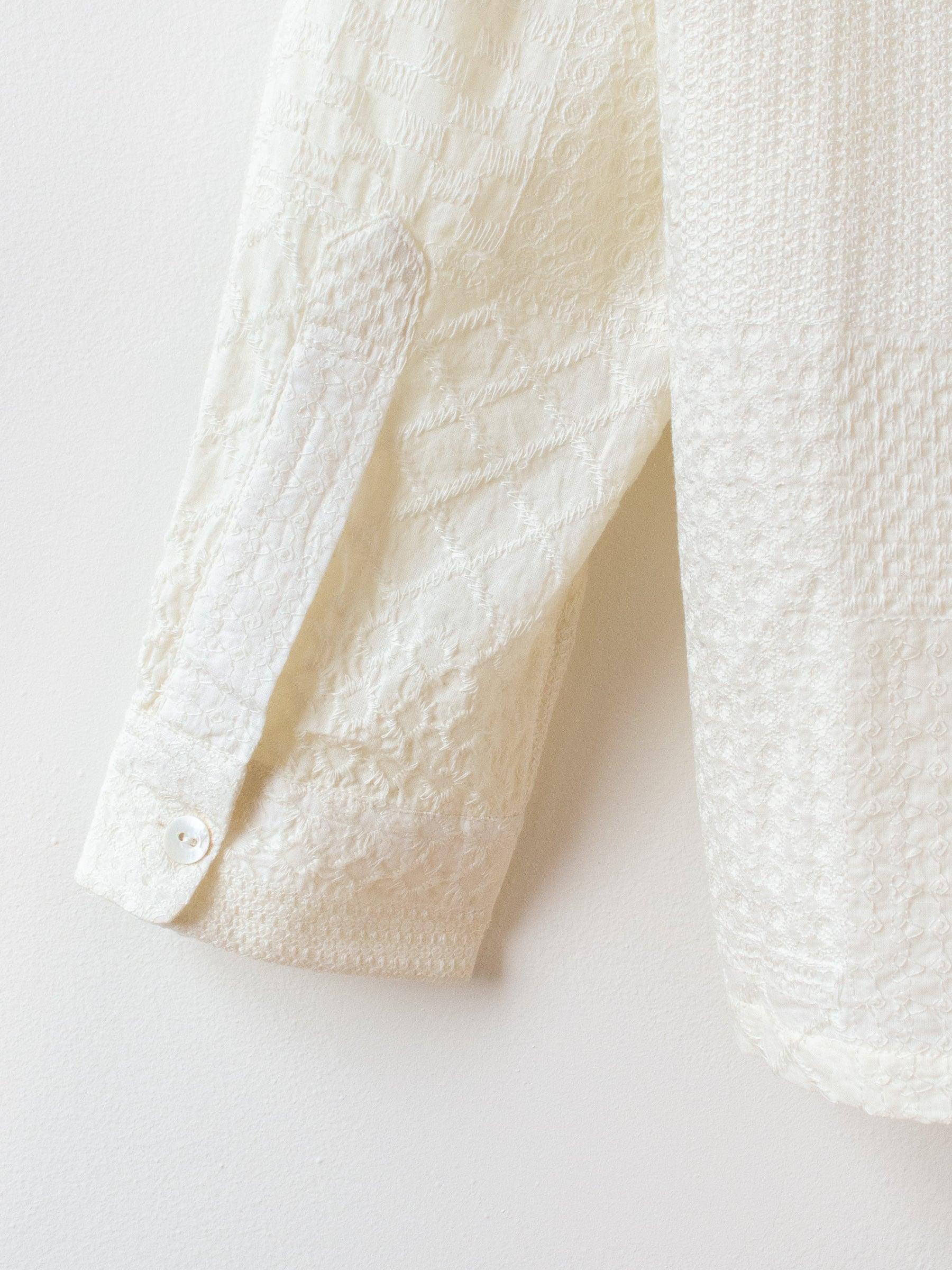 Namu Shop - Niche Crazy Lace Open Collar Shirt - White