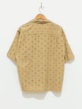 Namu Shop - Niche Lace S/S Open Collar Shirt - Beige