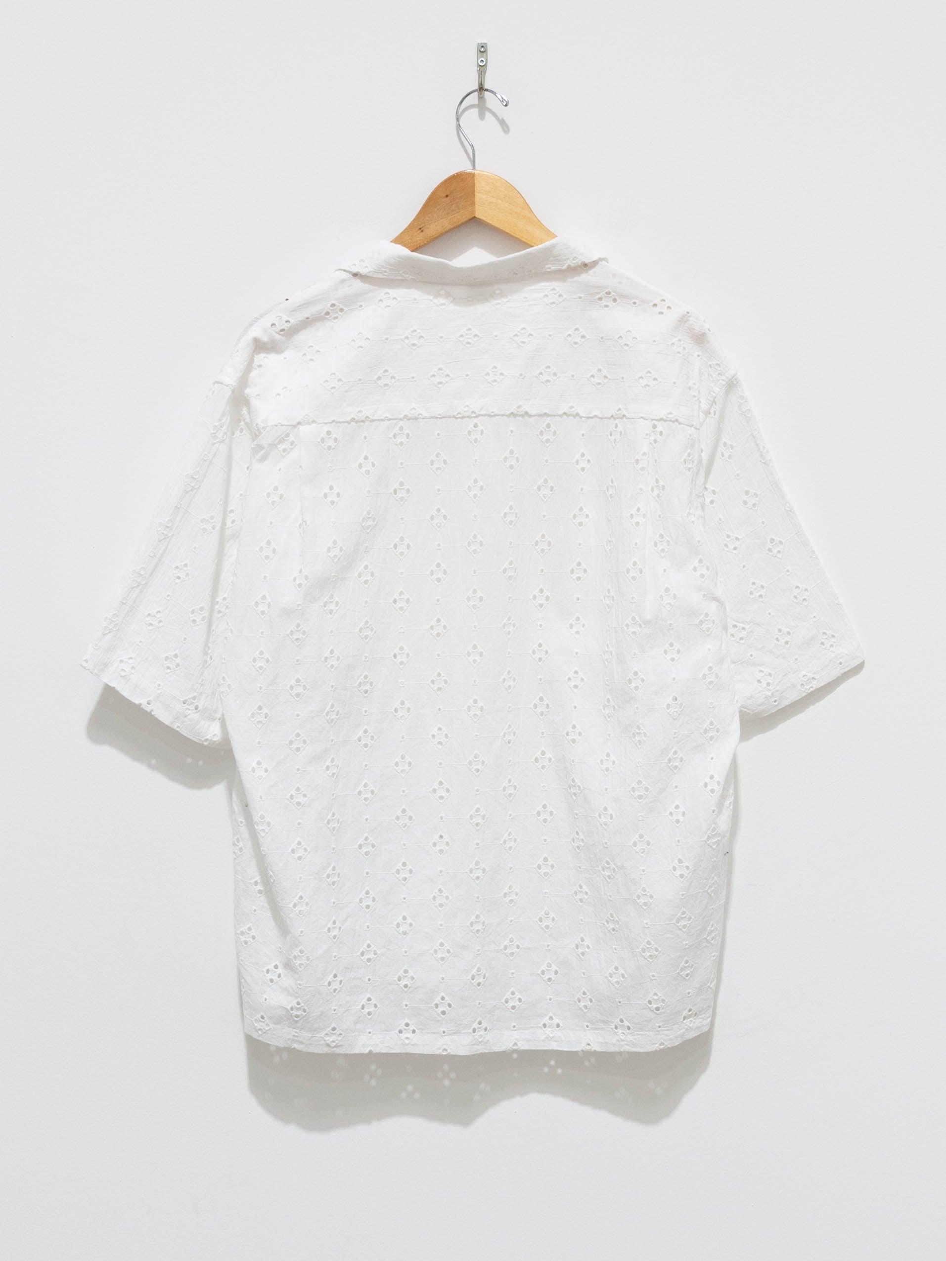 Namu Shop - Niche Lace S/S Open Collar Shirt - White