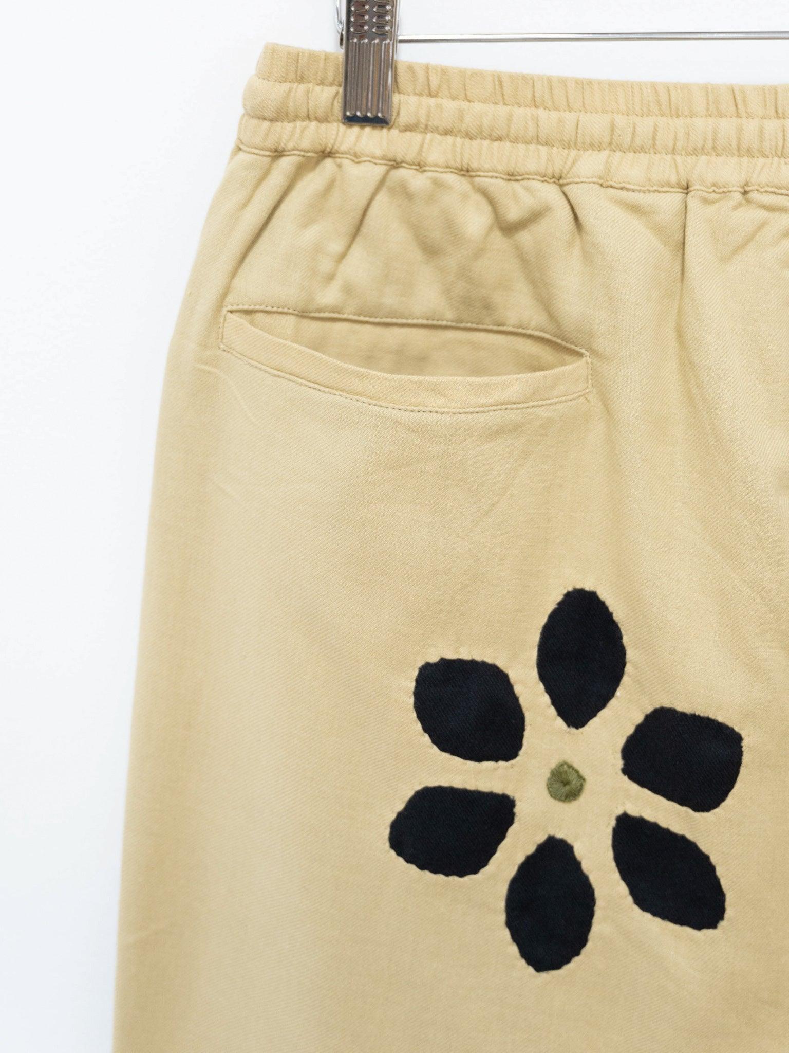 Namu Shop - Niche Twill Flower Cut Work Easy Pants - Beige
