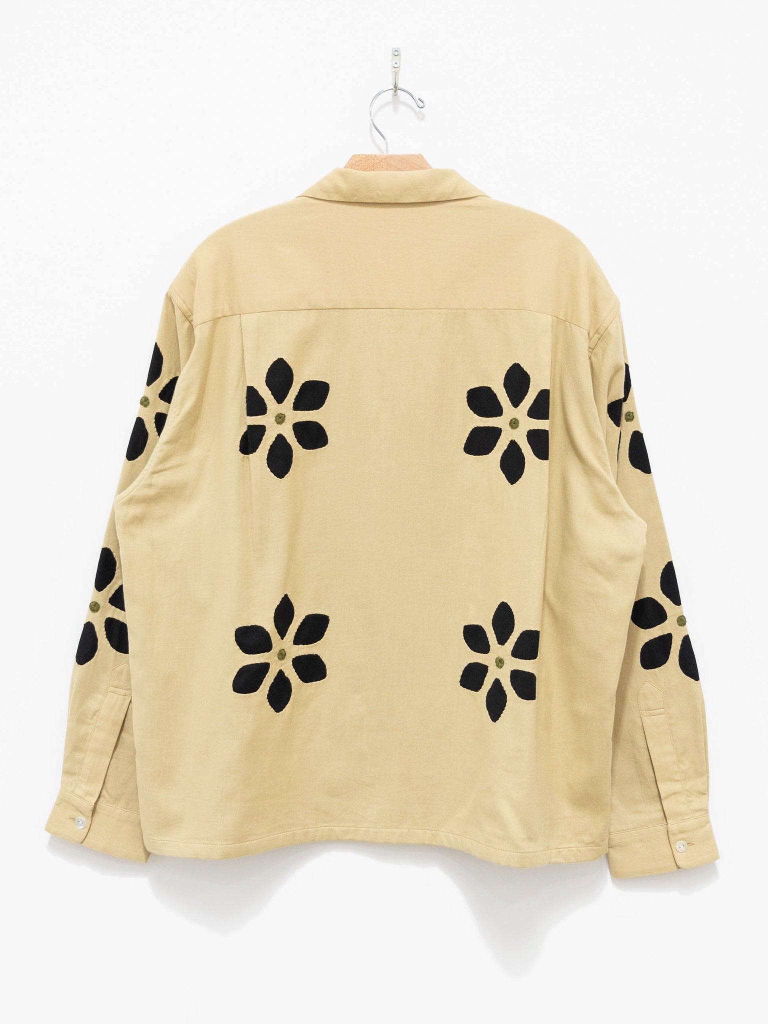 Namu Shop Shirt Collar Niche Work Open Cut Twill - - Beige Flower