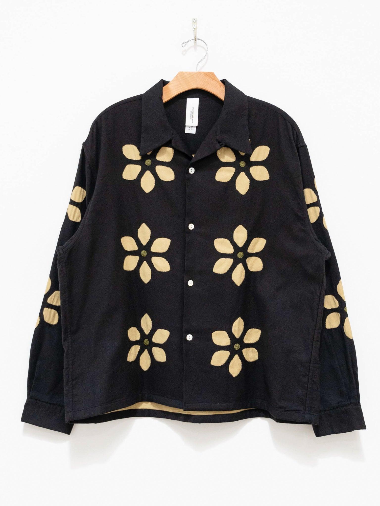 Cut Shop Collar Flower Twill - Open Black Namu - Work Shirt Niche