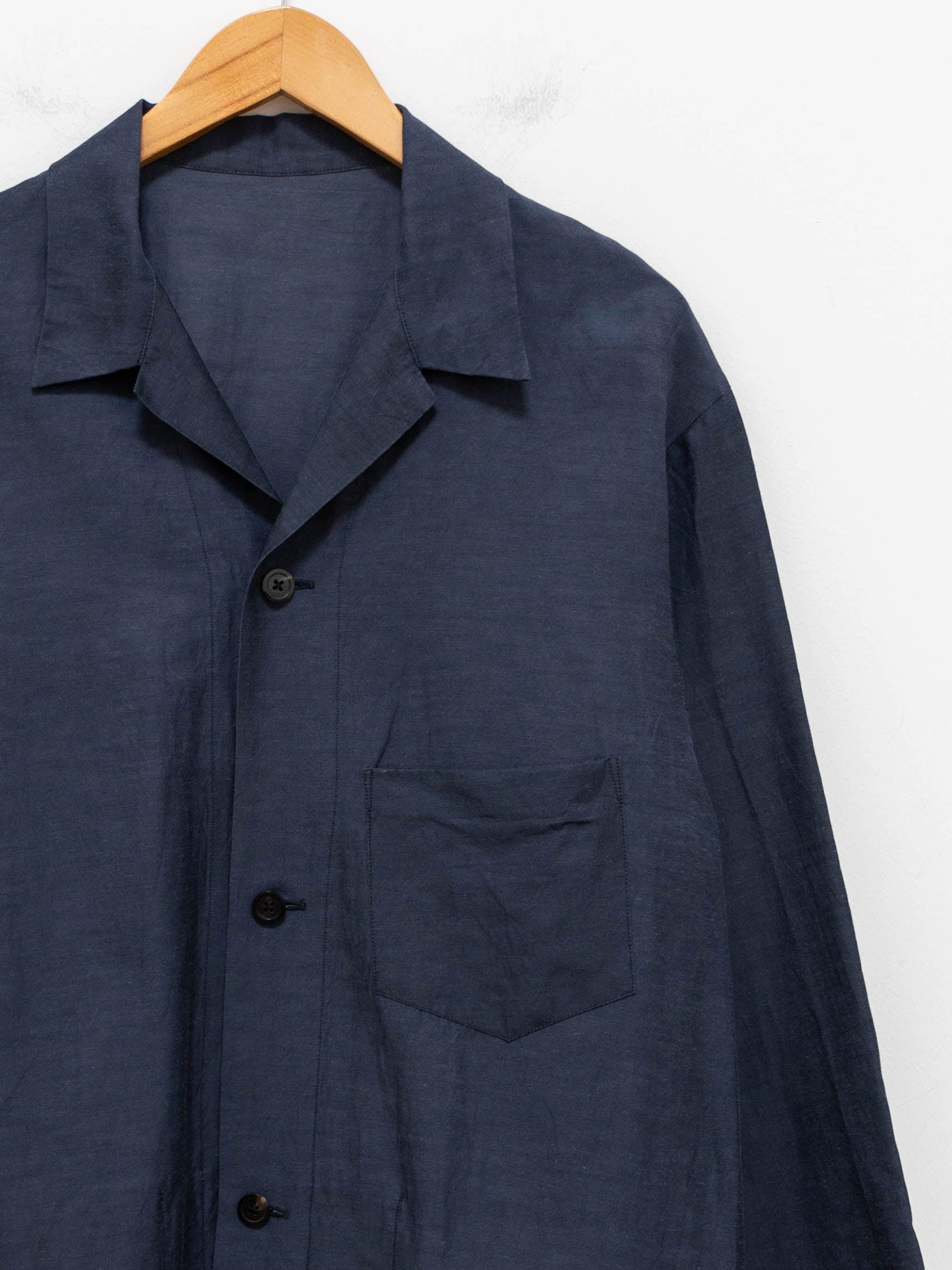 Namu Shop - Phlannel Cotton Cupro Linen Sleeping Shirt - Navy