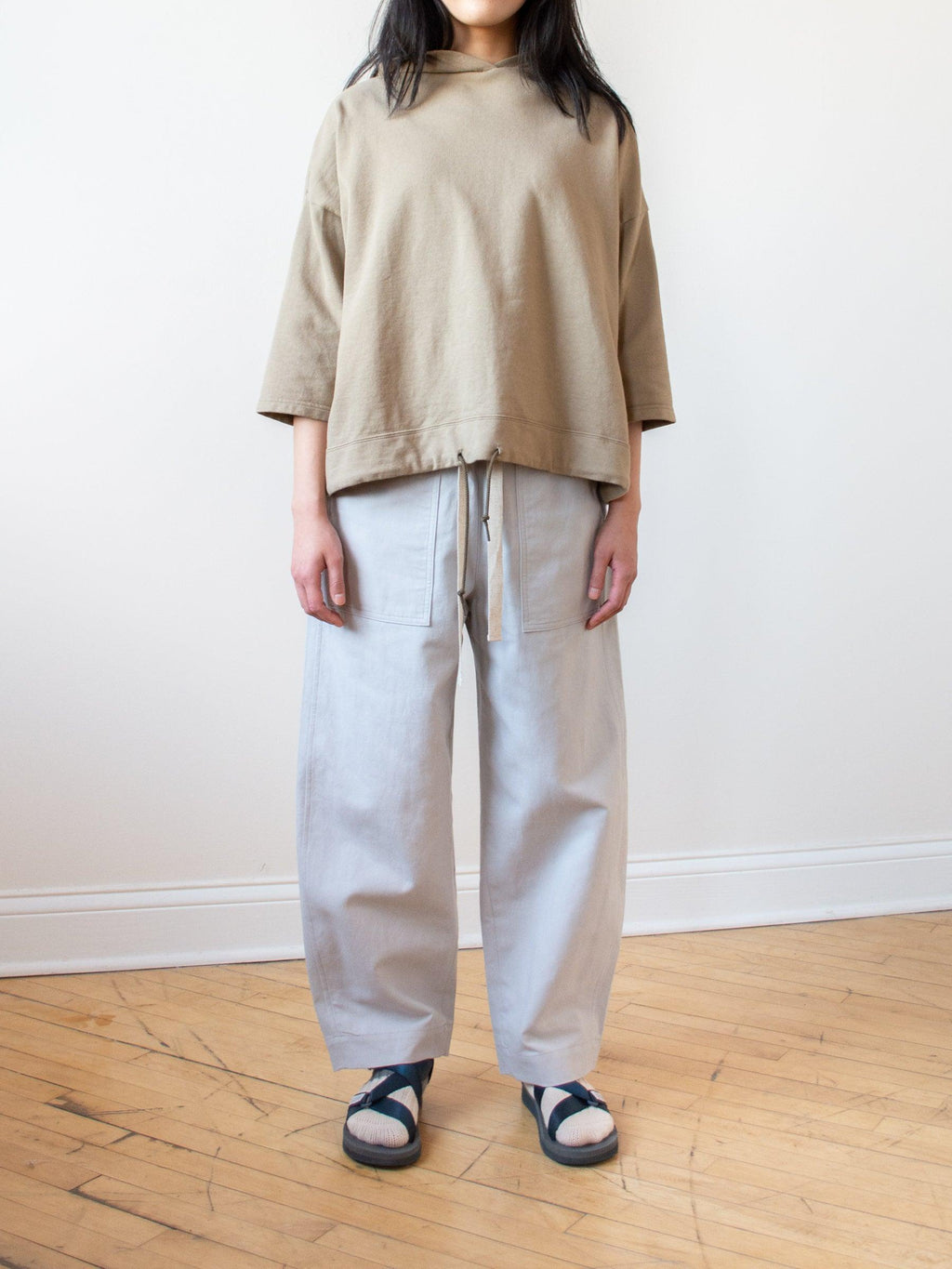 Namu Shop - Phlannel Cotton Linen Canvas Easy Trousers - Gray Blue